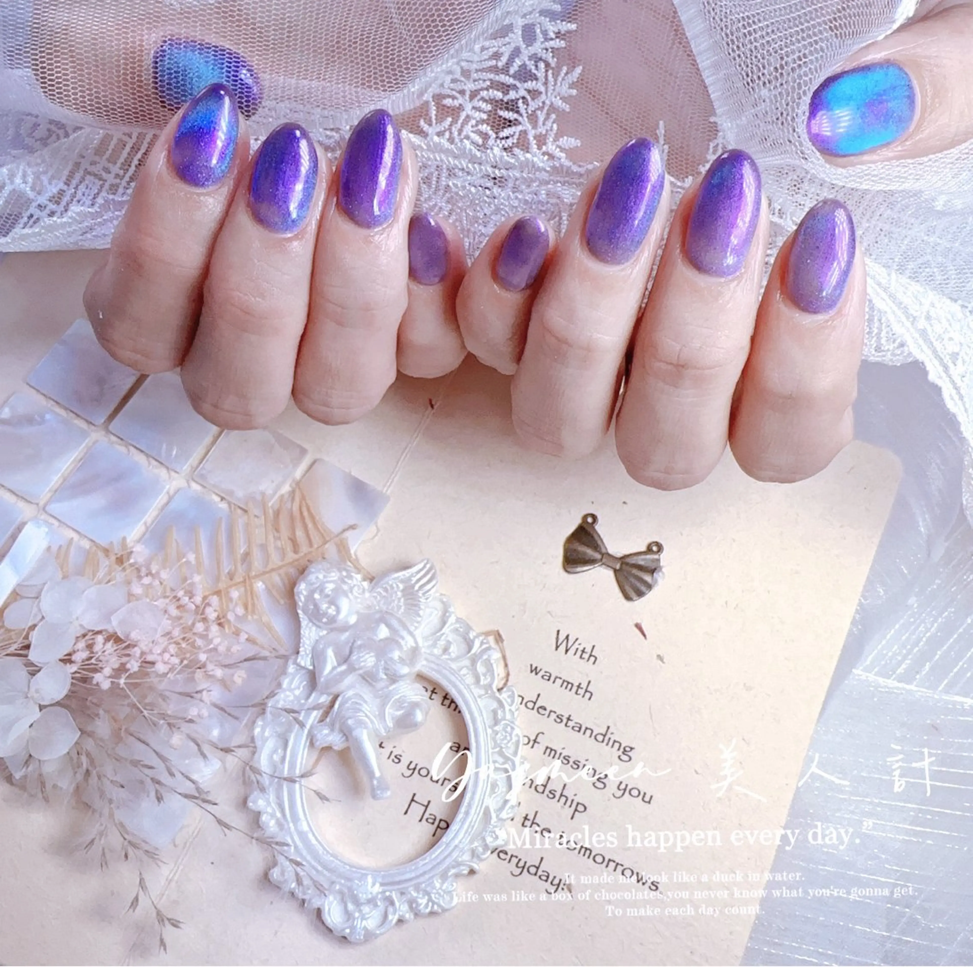 ネイル ブルー マグネットネイル 美人計ネイルサロン所属・中山 美月のネイルデザイン