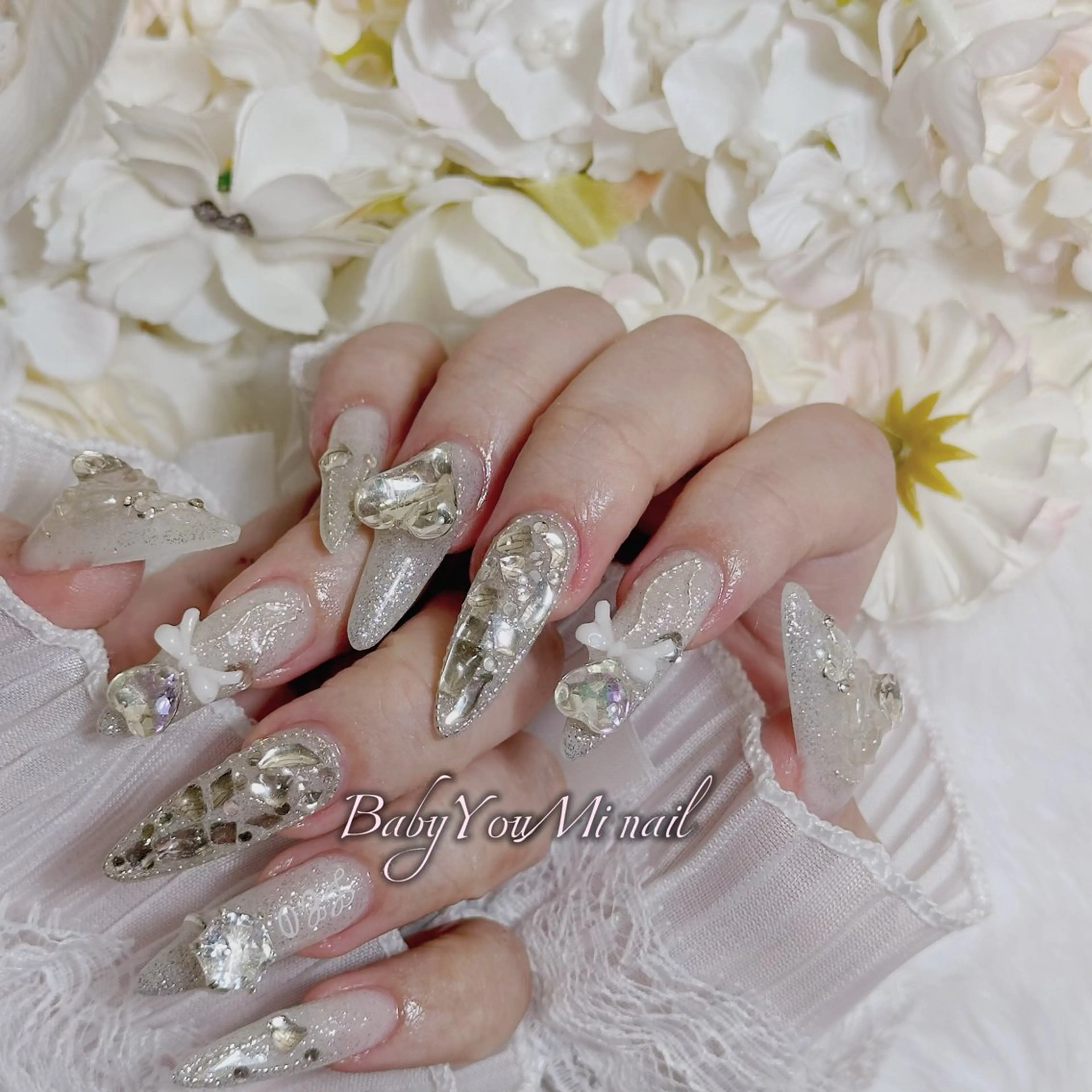 ネイル オーロラネイル 成人式 フットネイル フレンチネイル ジェルネイル ハンドネイル Oomiya 服部のネイルデザイン