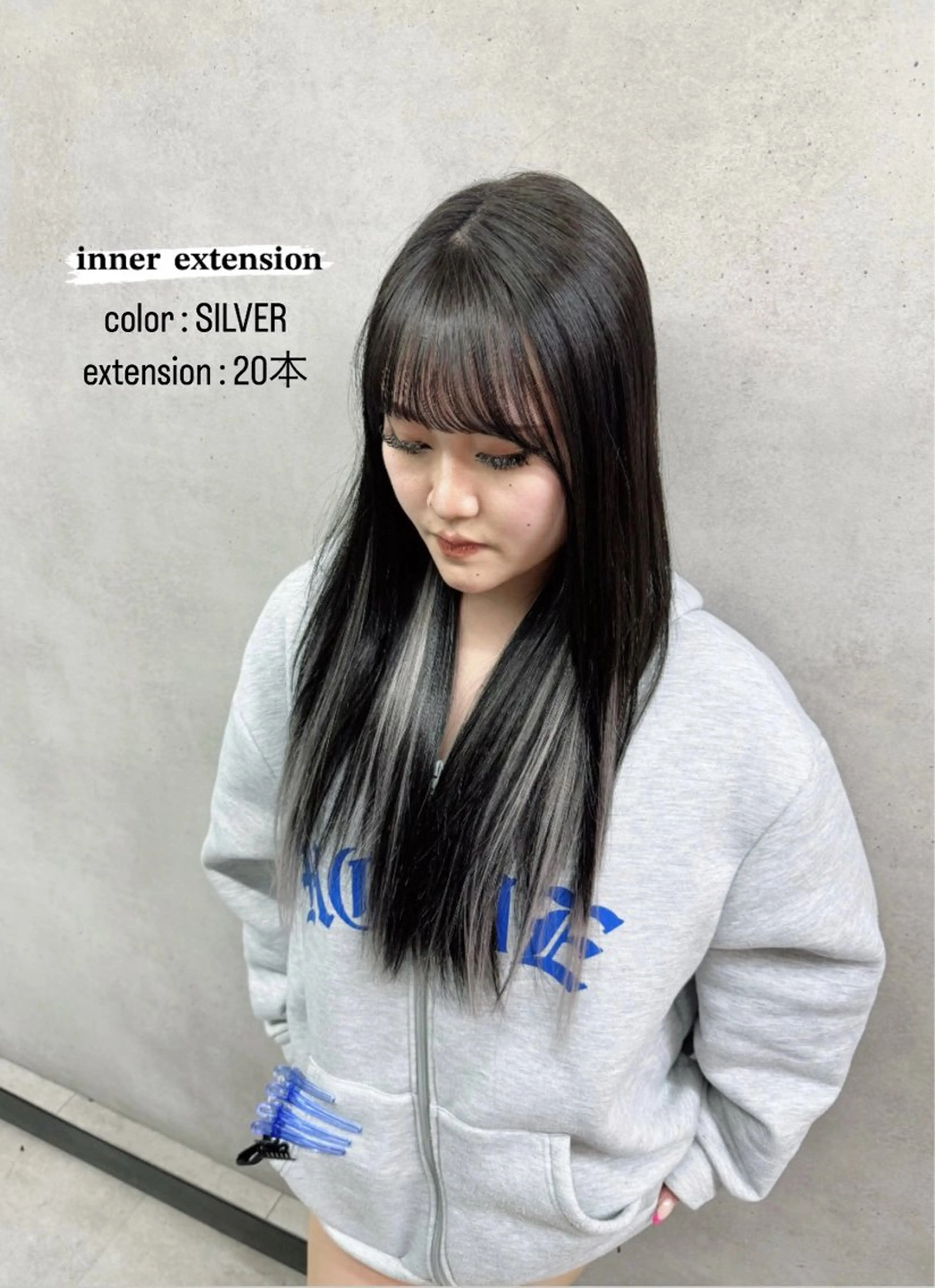 ロング エクステ エクステ 🇰🇷韓国風ハイ トーンKANA🖤のヘアスタイル