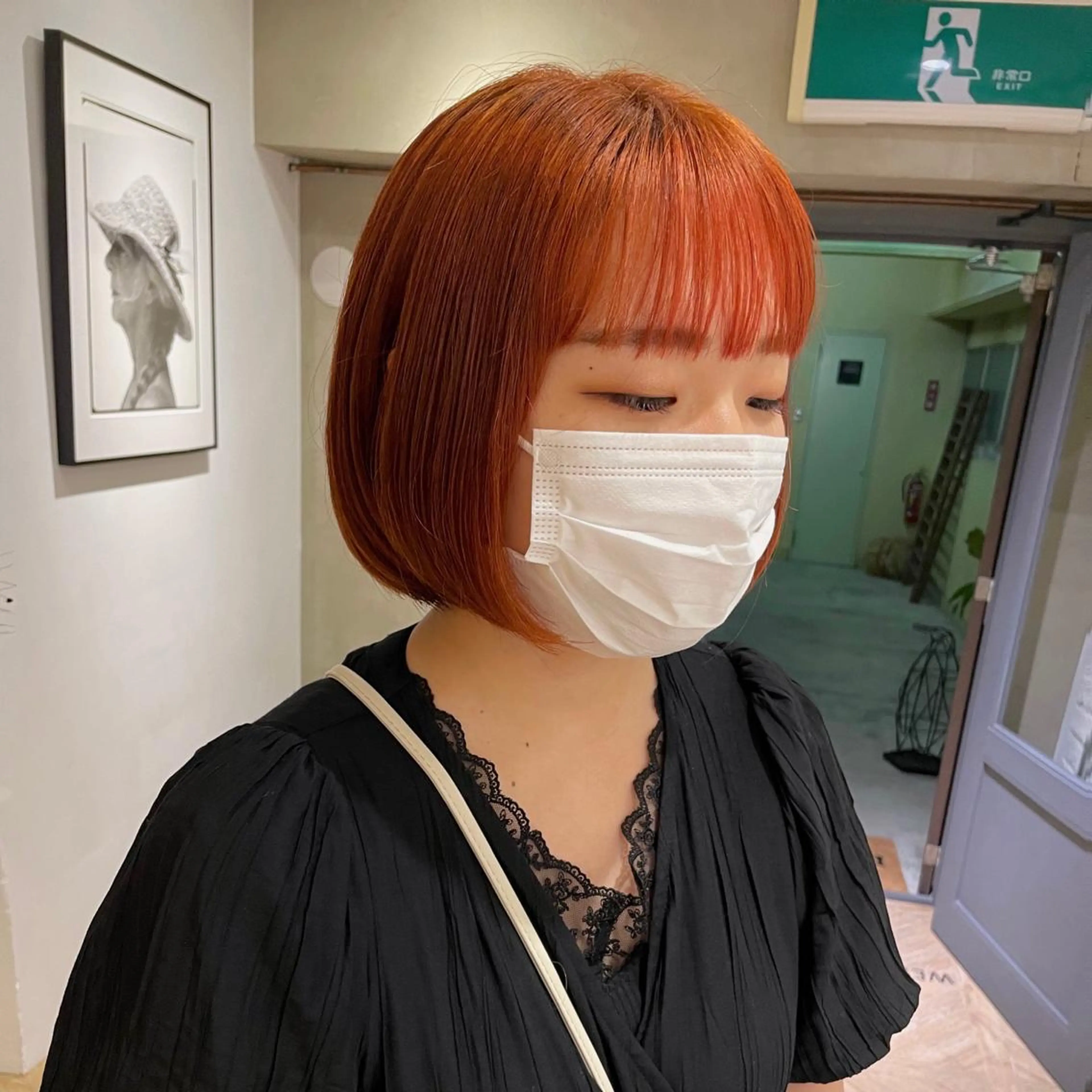 ショート カラー ブリーチ ダブルカラー ハイトーンカラー オレンジ レッドカラー ブリーチ/レイヤー 🌻Mutsumiのヘアスタイル