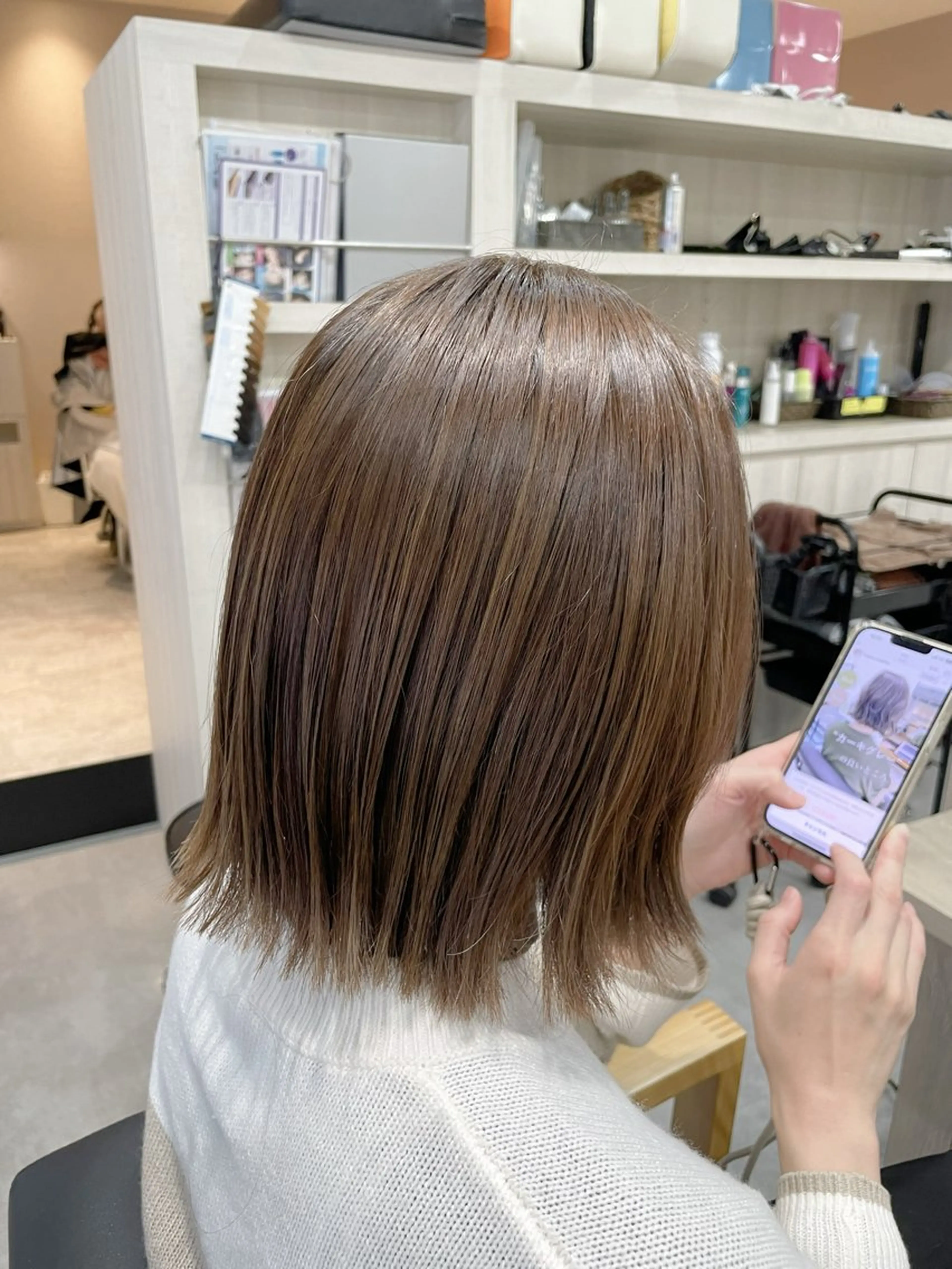 ミディアム ヘアカラー 永田 まどかのヘアスタイル