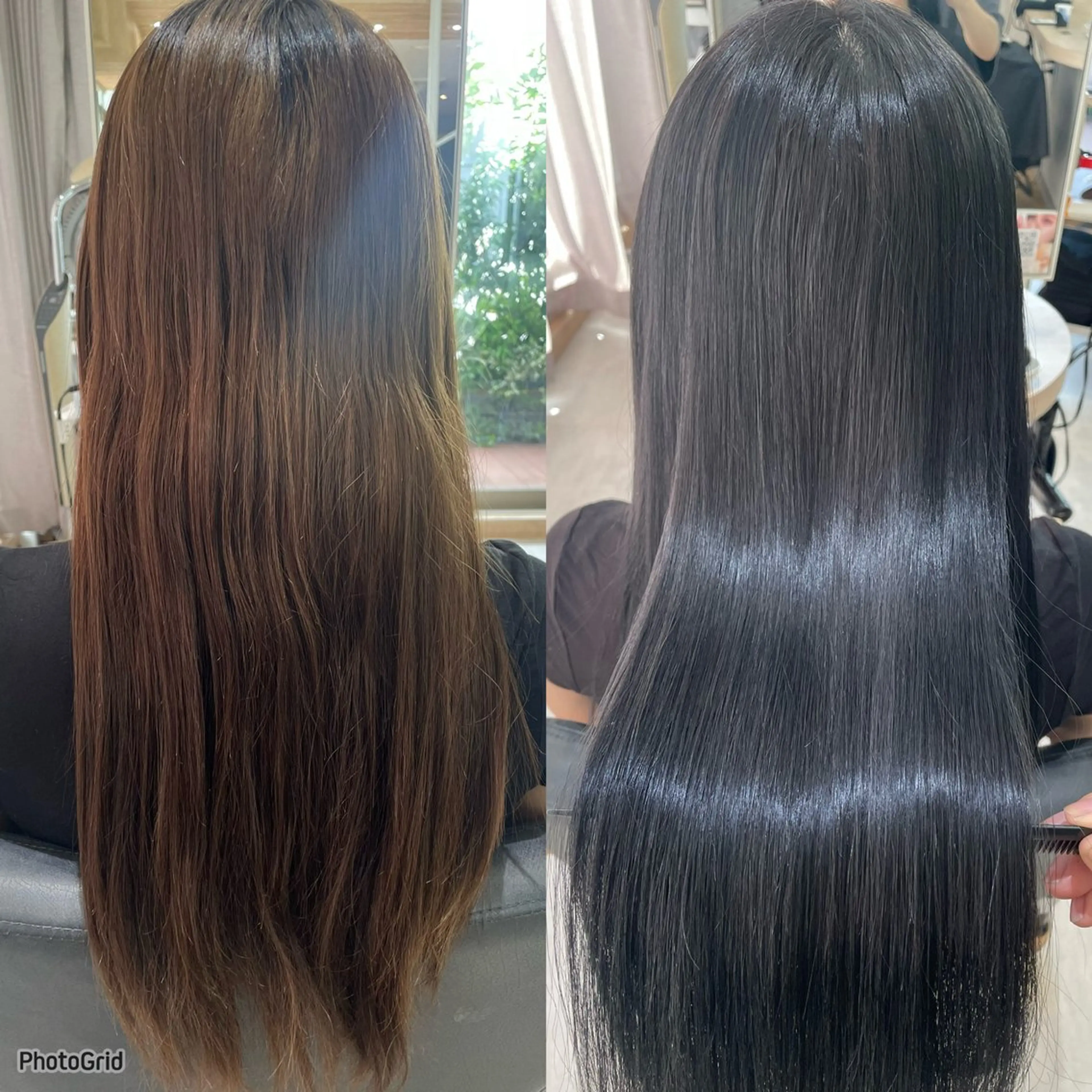 ロング ハッシュカット🖤 レイヤー/透けカラーのヘアスタイル