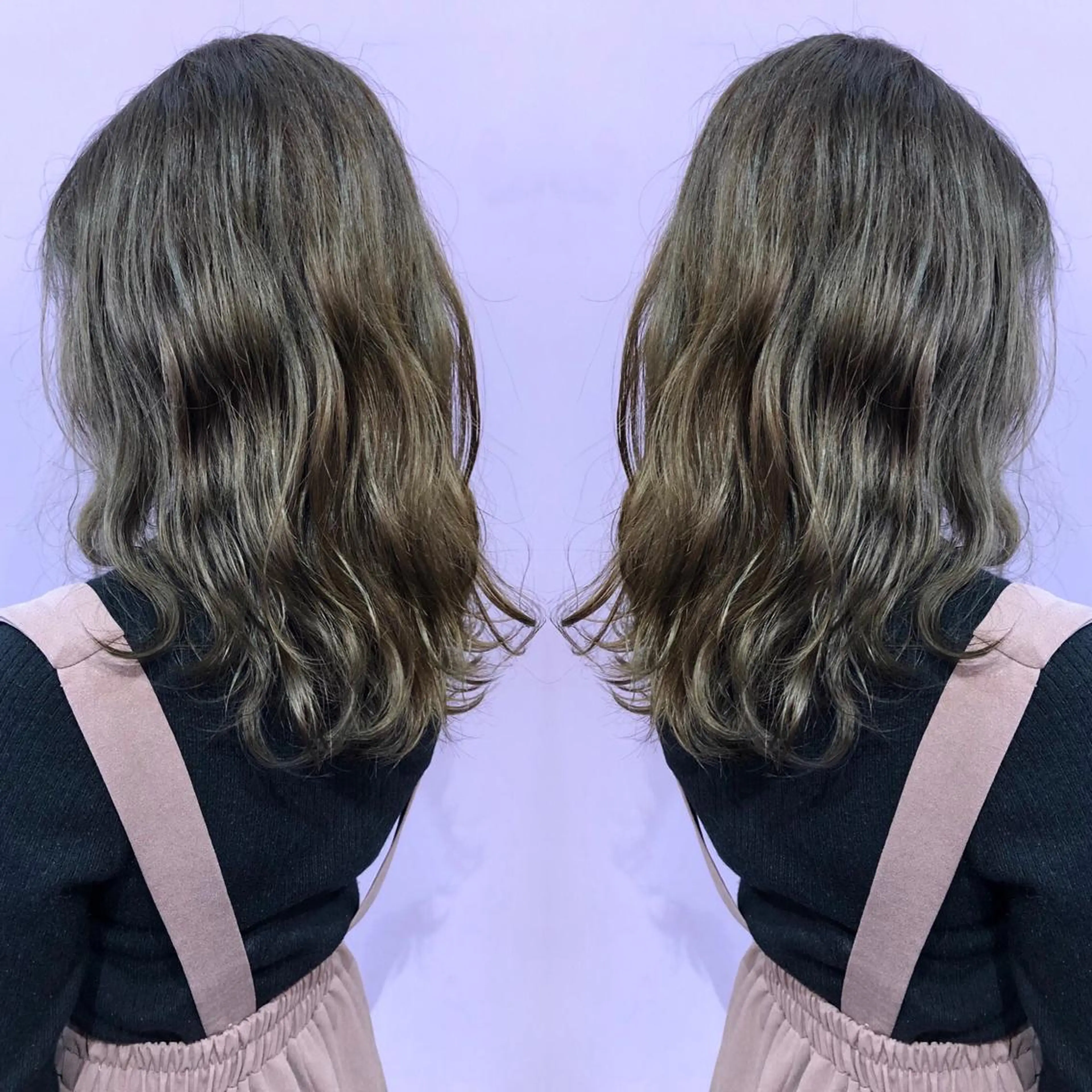 セミロング カラー パーマ レイヤーカット 細川 亮のヘアスタイル