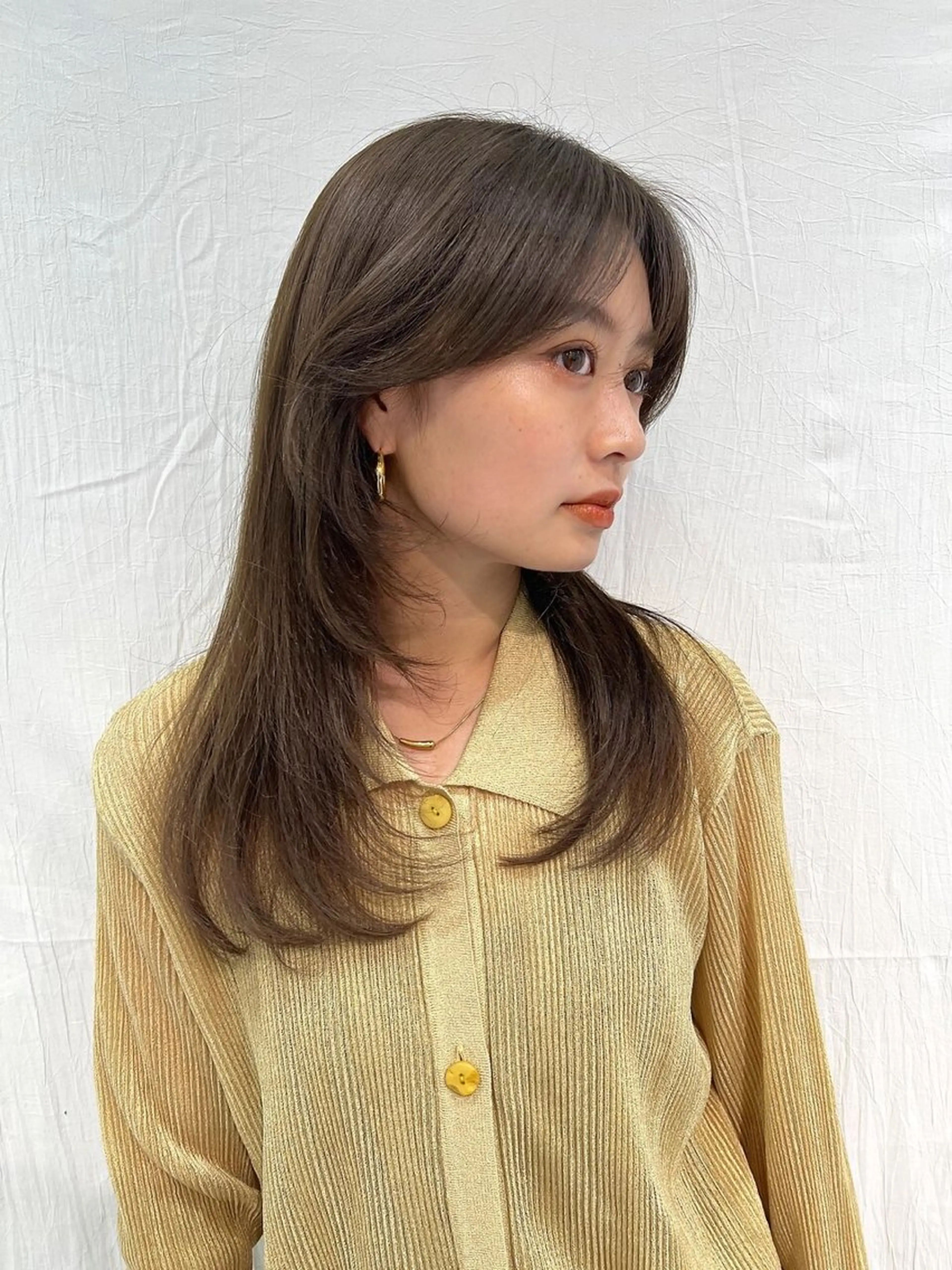 セミロング カット ヘアカラー トリートメント ヘッドスパ 顔まわり/艶カラー/ 🤎himari🤎のヘアスタイル