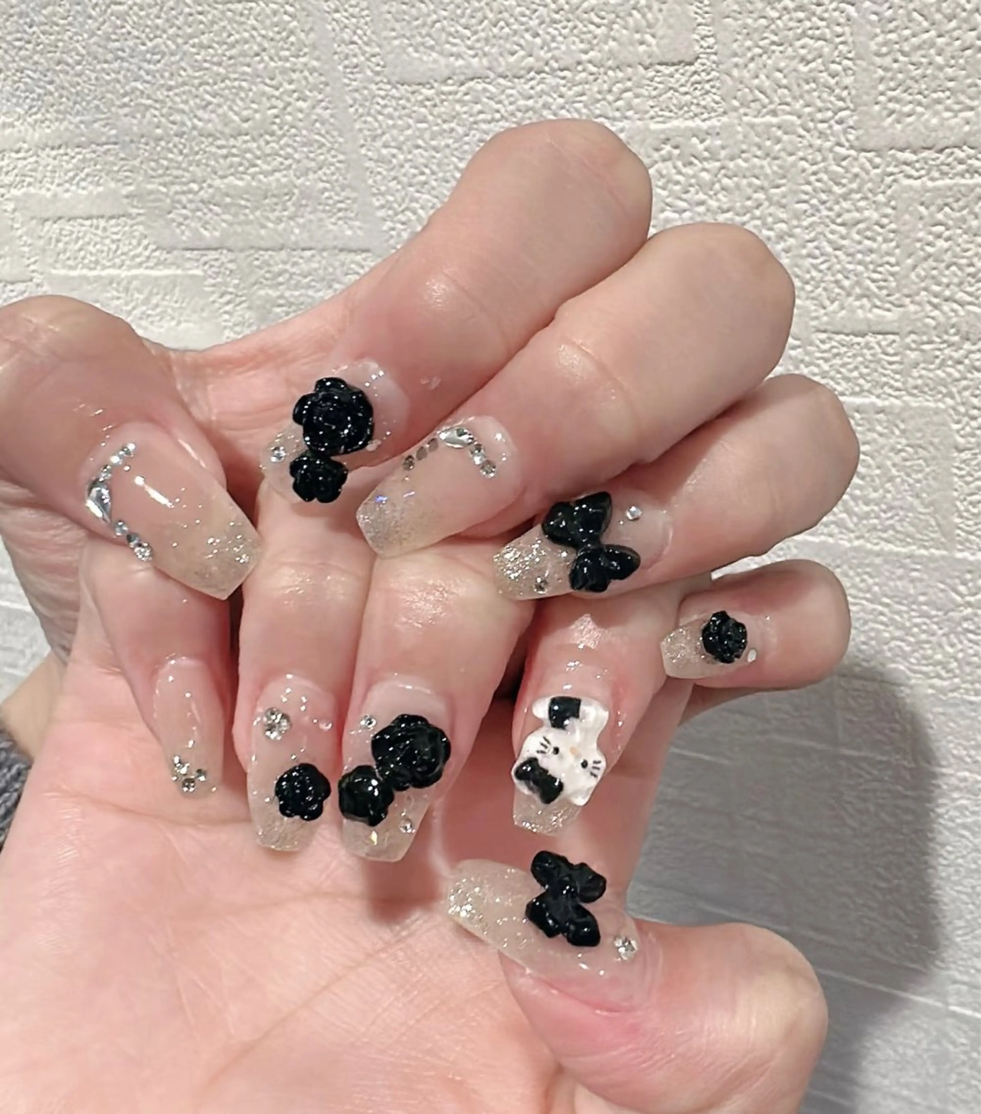 ネイル フレンチネイル ガーリー ガラスフレンチ 韓国ネイル ロングネイル ハンドネイル Venusパラジェル 長さだし専門店のネイルデザイン