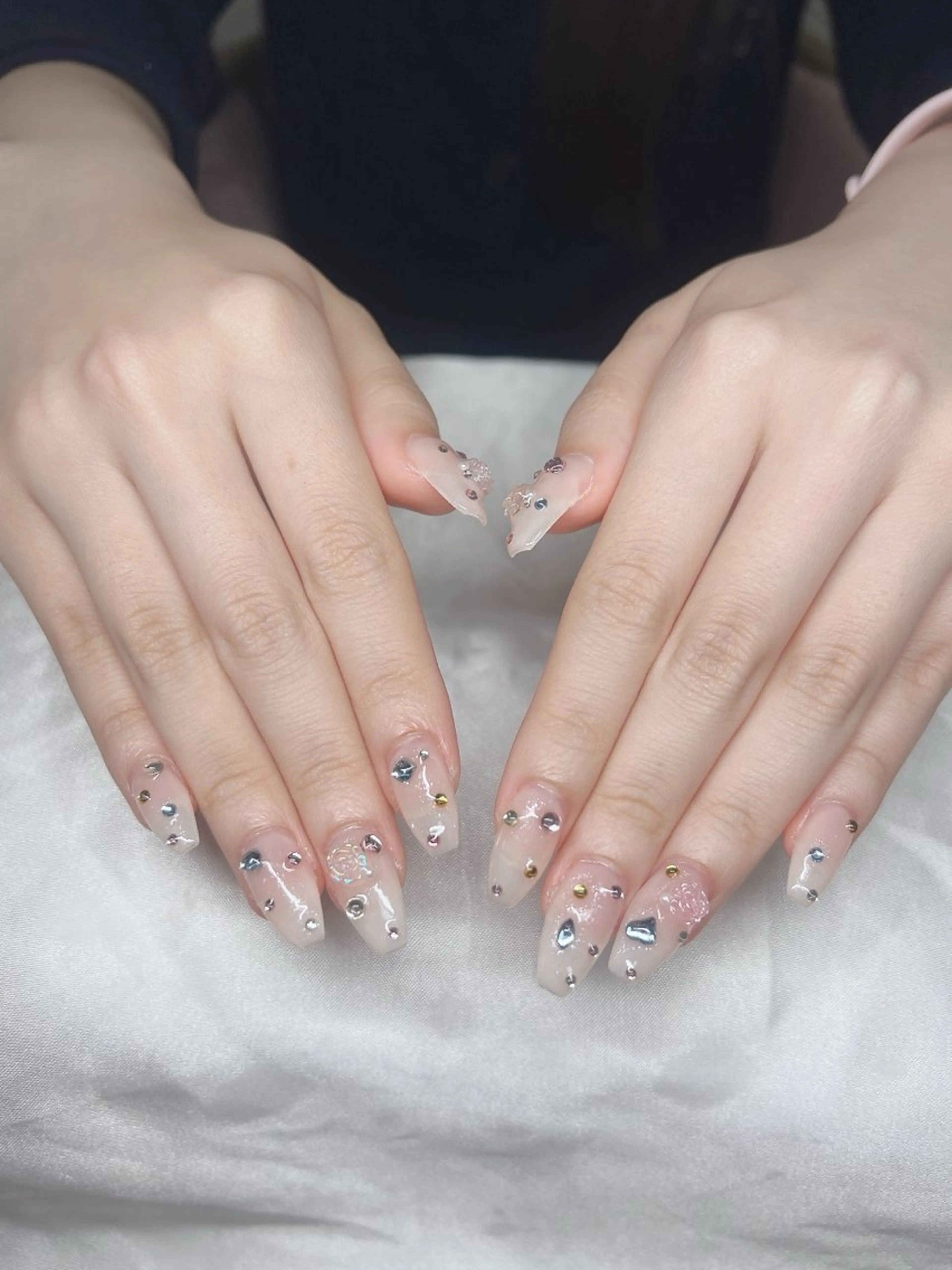 ネイル 長さ出し グラデーション キラキラネイル マグネットネイル ニュアンスネイル ハンドネイル Lee Nails チップ長さだし専門店のネイルデザイン