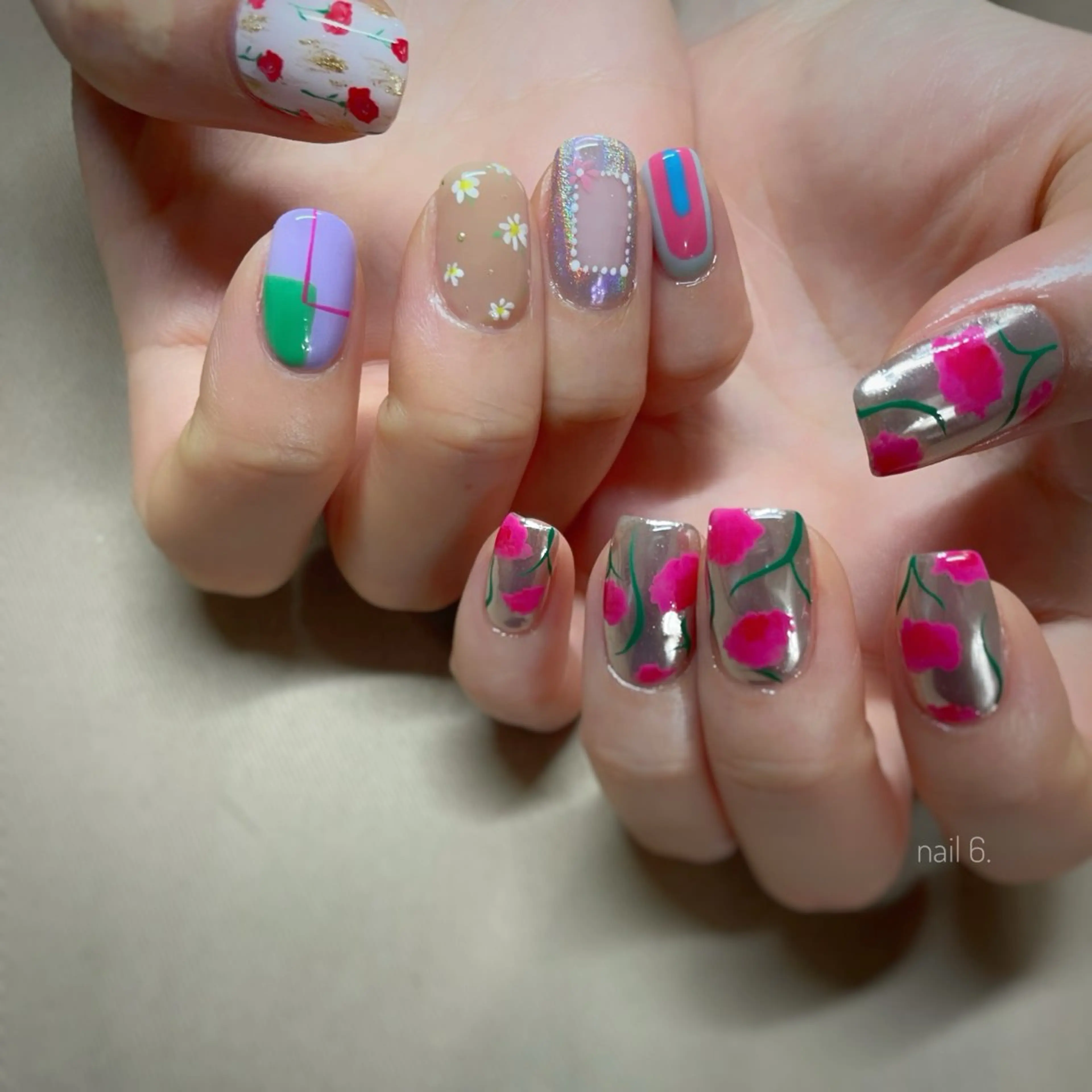 ネイル ミラーネイル ピンク nail 6.のネイルデザイン