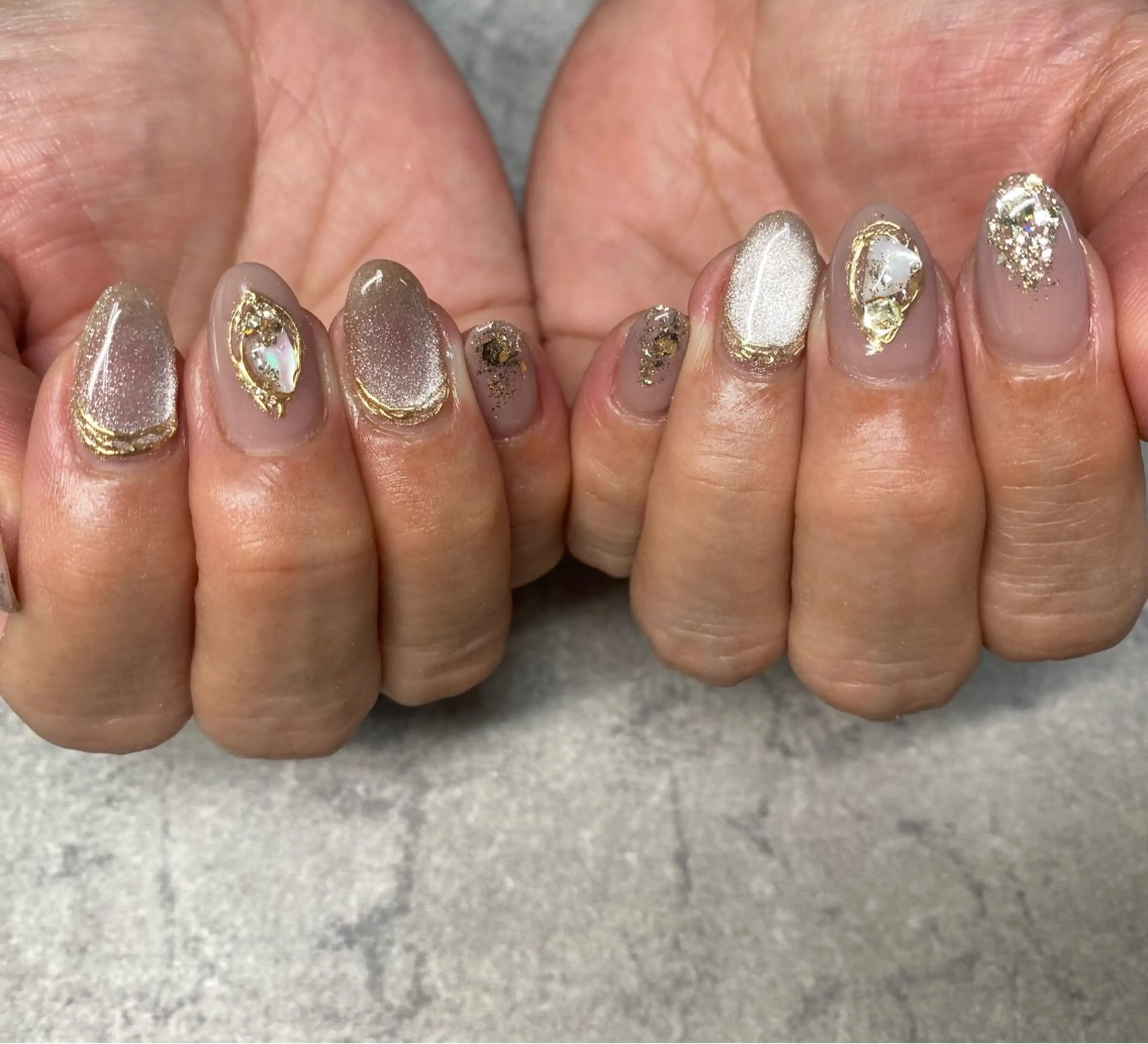 ネイル フットネイル フレンチネイル グラデーション キラキラネイル 韓国ネイル okada kannaのネイルデザイン