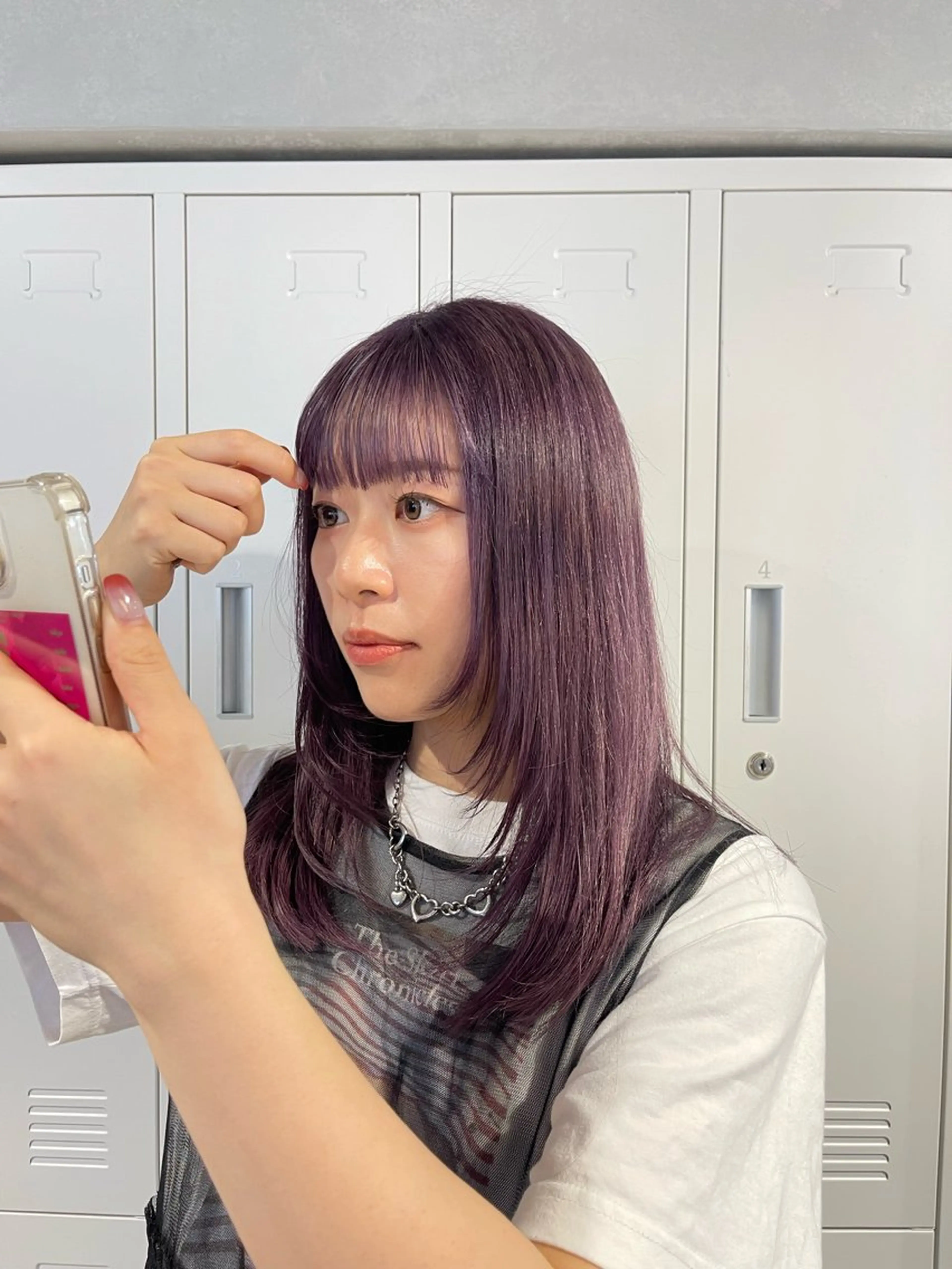 セミロング カラー ブリーチ ダブルカラー ラベンダーカラー ブリーチなしカラー レイヤーカット カット ヘアカラー トリートメント himeka🪽 アレンジ/ブリーチのヘアスタイル