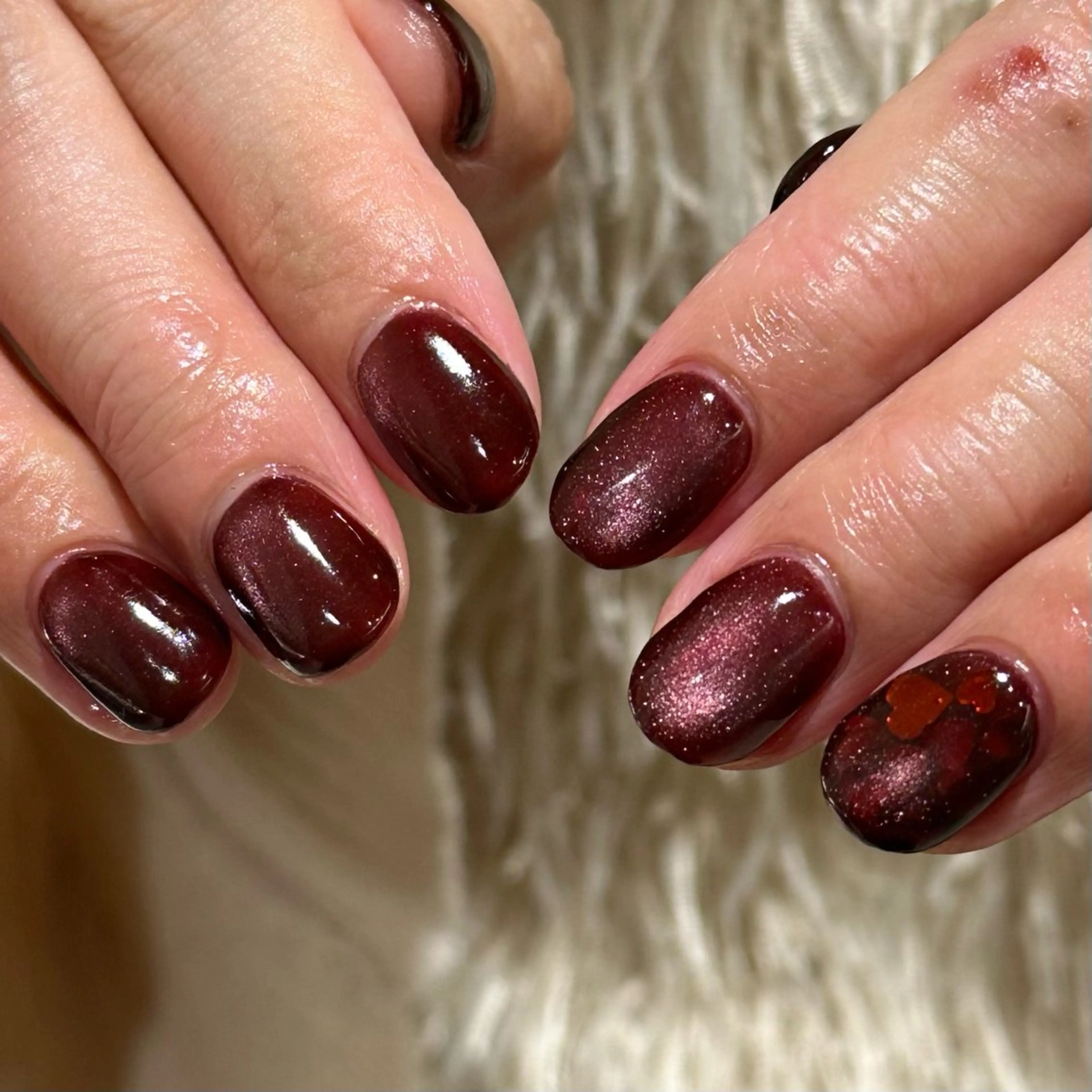 ネイル ハート ホログラムネイル マグネットネイル Umezawa Minoriのネイルデザイン