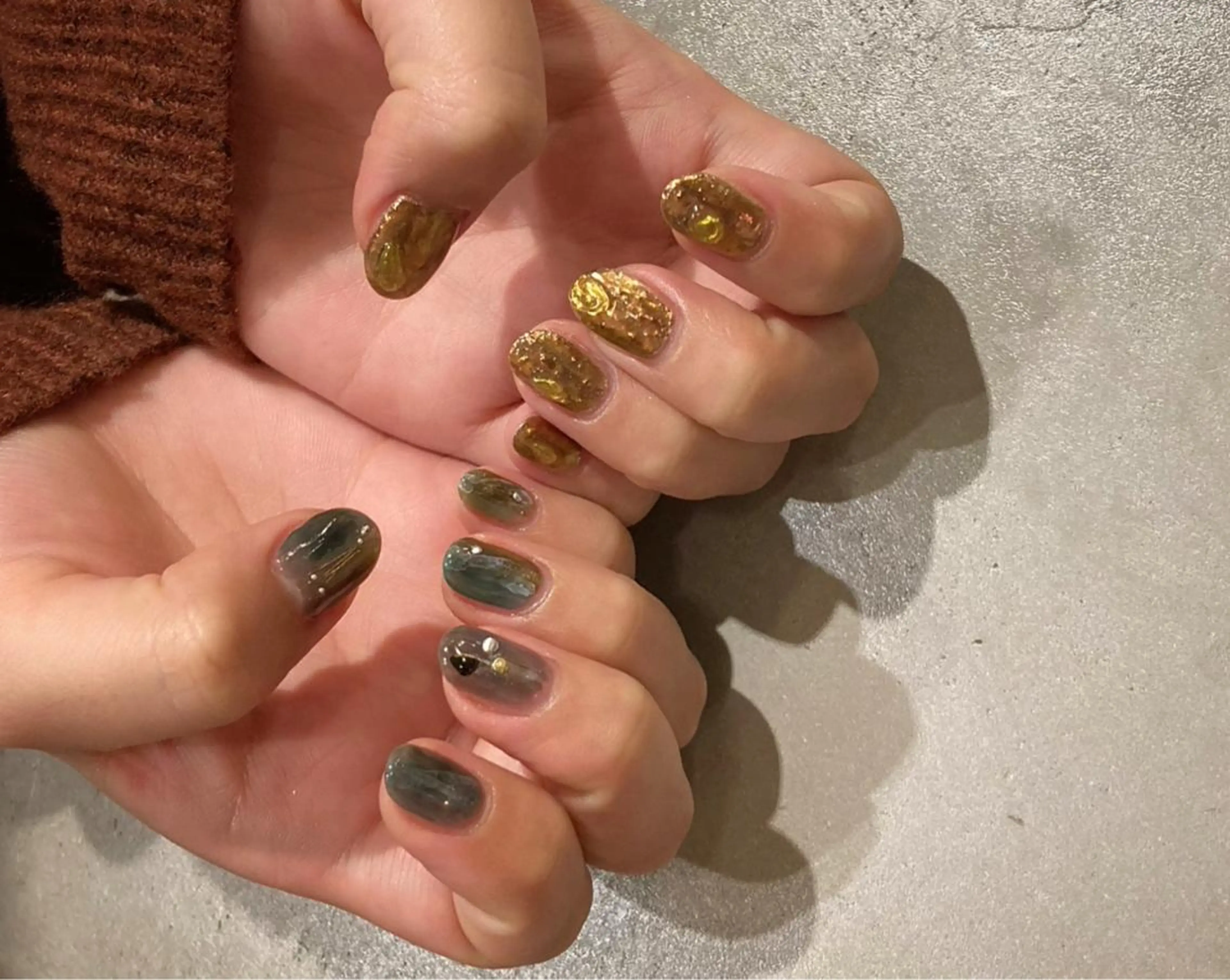 ネイル アートネイル 長さ出し ジェルネイル マットネイル ミラーネイル ハンドネイル nail salon Soeurのネイルデザイン