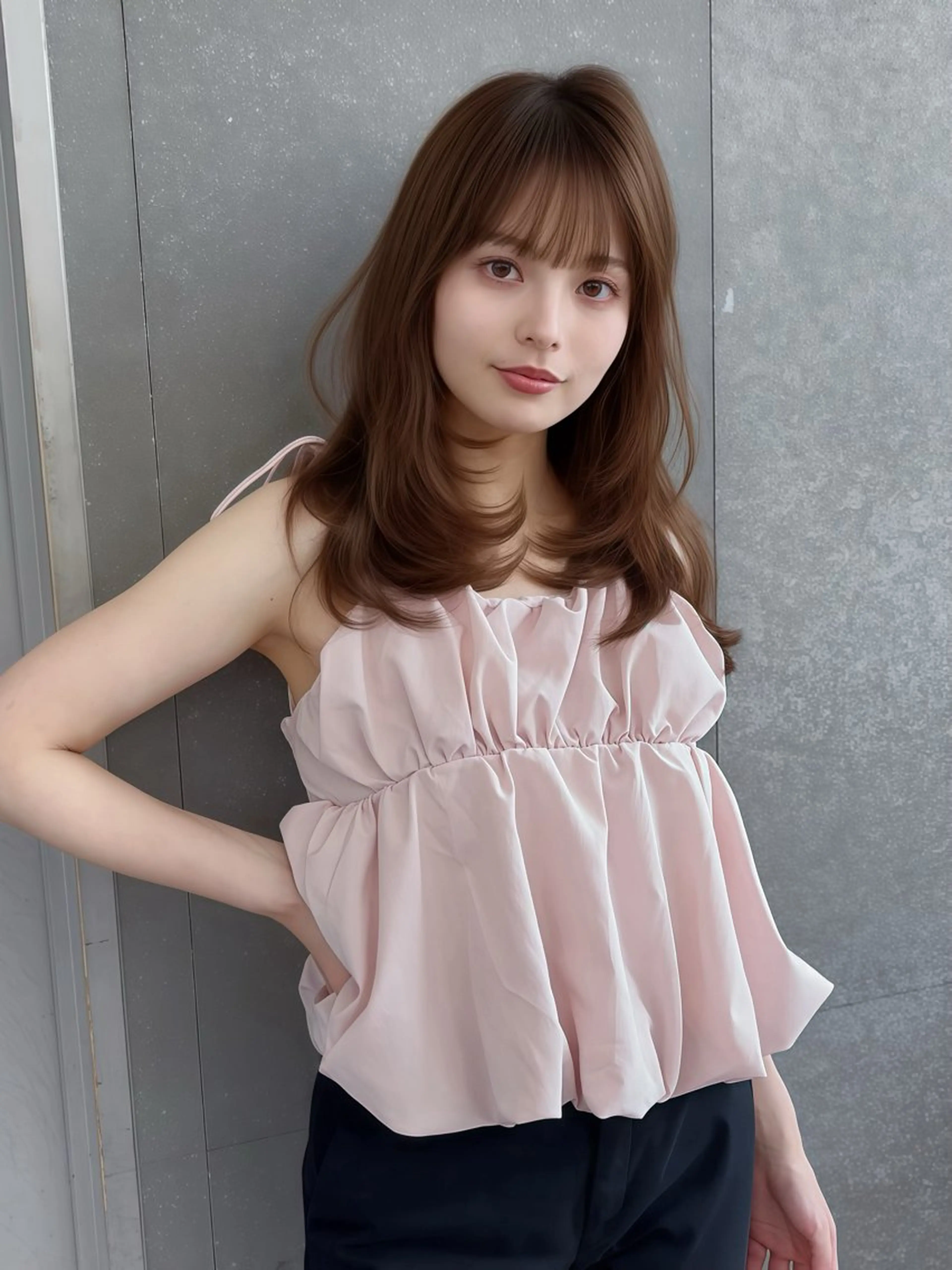 ミディアム カラー ミディアムレイヤー ブリーチ ブリーチなしカラー 髪質改善 レイヤーカット 【美髪矯正】 吉村　清志のヘアスタイル