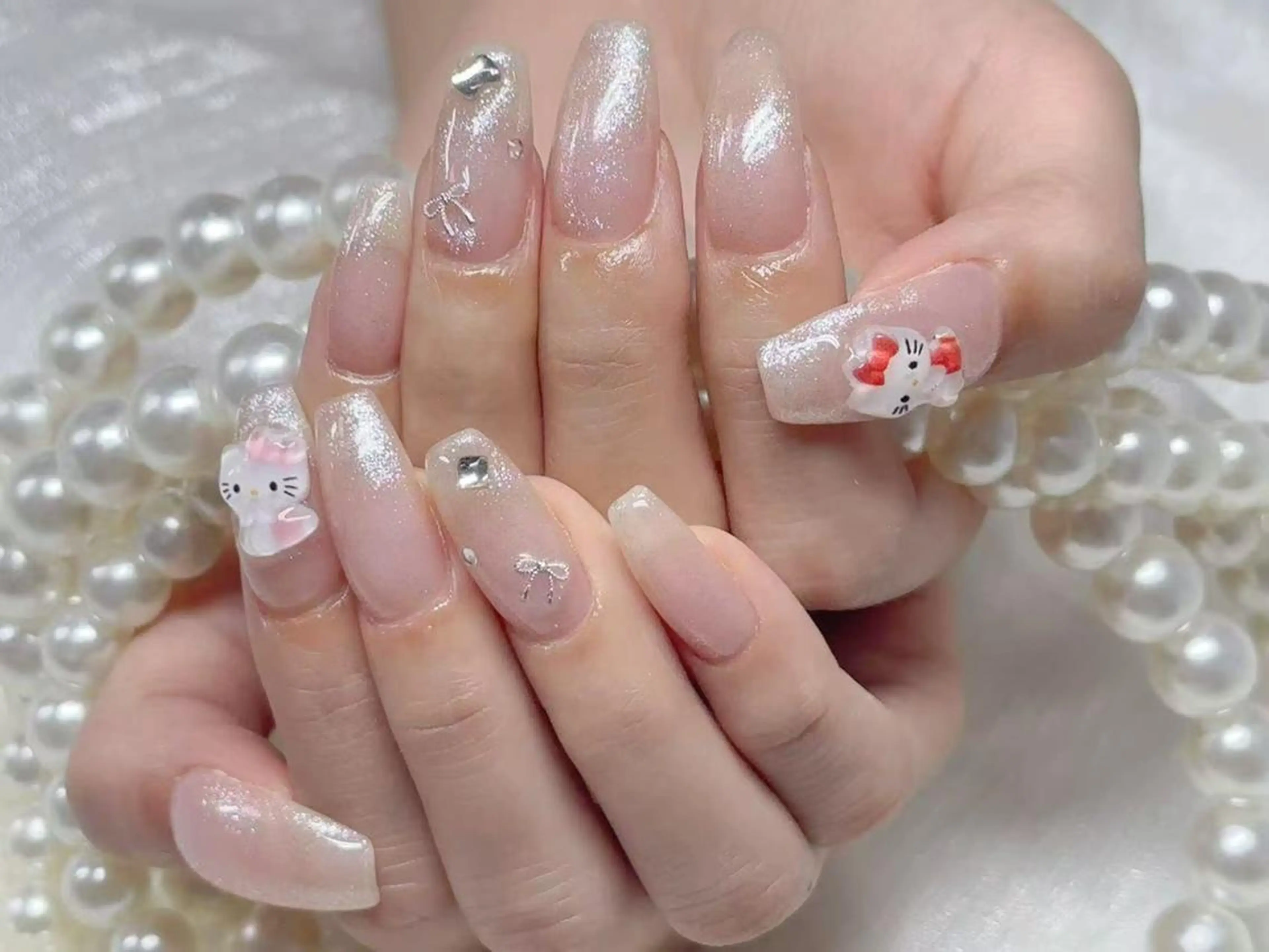 ネイル アートネイル クリアネイル 成人式 長さ出し フラッシュネイル ハンドネイル Ru na🍳のネイルデザイン