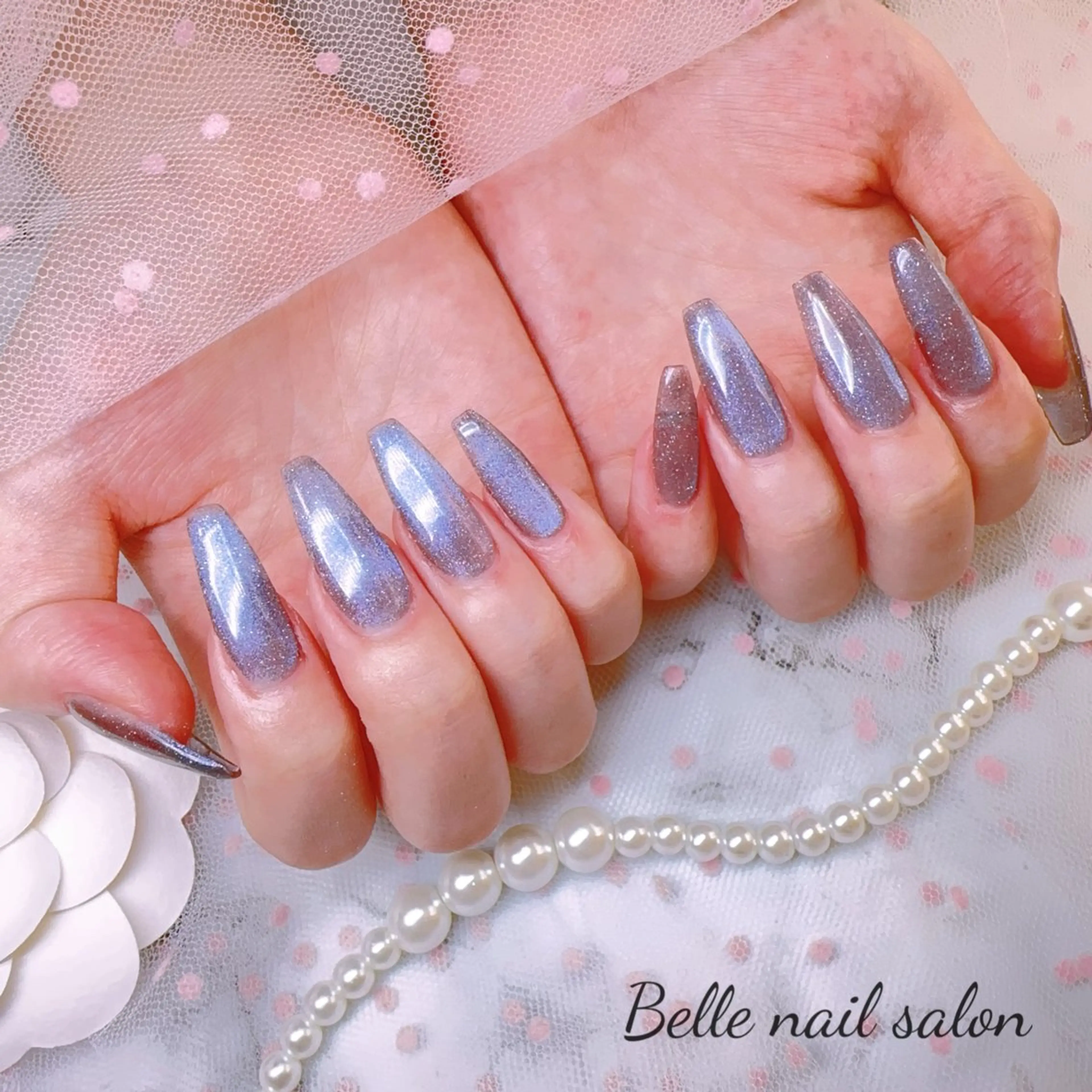 ネイル オーロラネイル フットネイル 韓国ネイル ラメ(グリッター) ラメグラデーション ハンドネイル Belle nail salon 新小岩のネイルデザイン