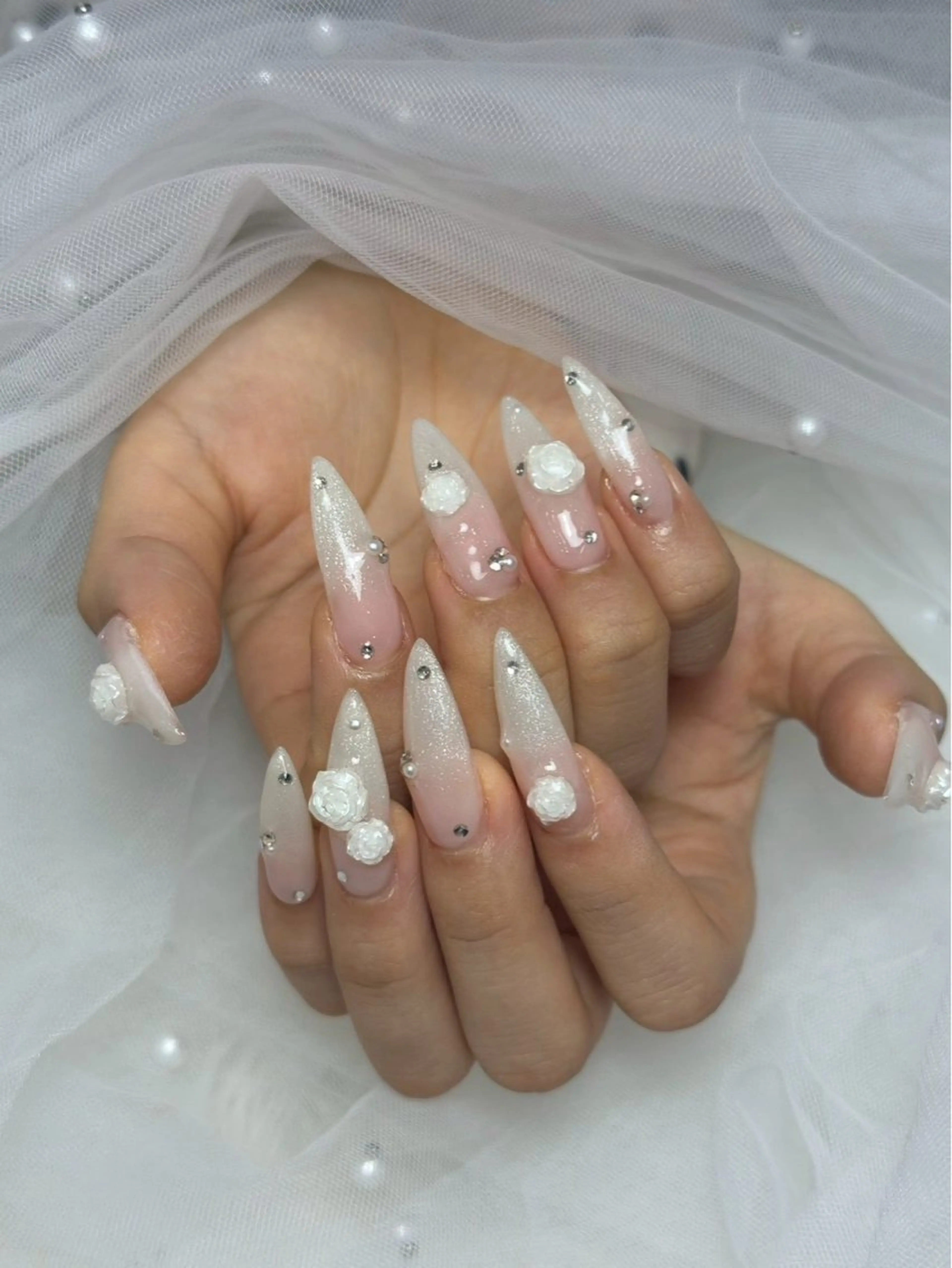 ネイル アートネイル オーロラネイル チークネイル 長さ出し フットネイル ハンドネイル フットネイル ハンドケア Noiranail_ studio川越西口のネイルデザイン