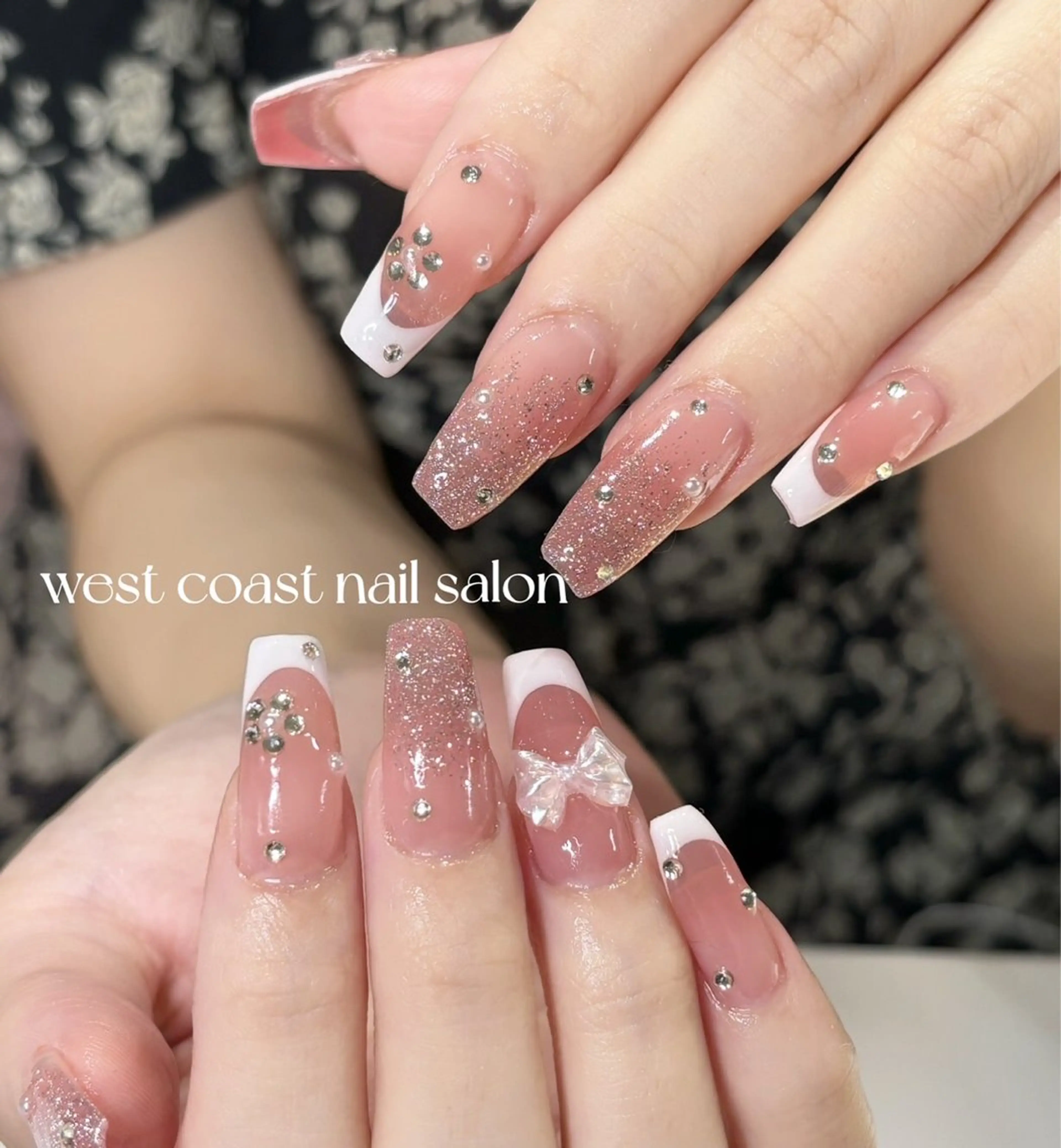 ネイル リボン、ガーリー パーツ放題専門店のネイルデザイン