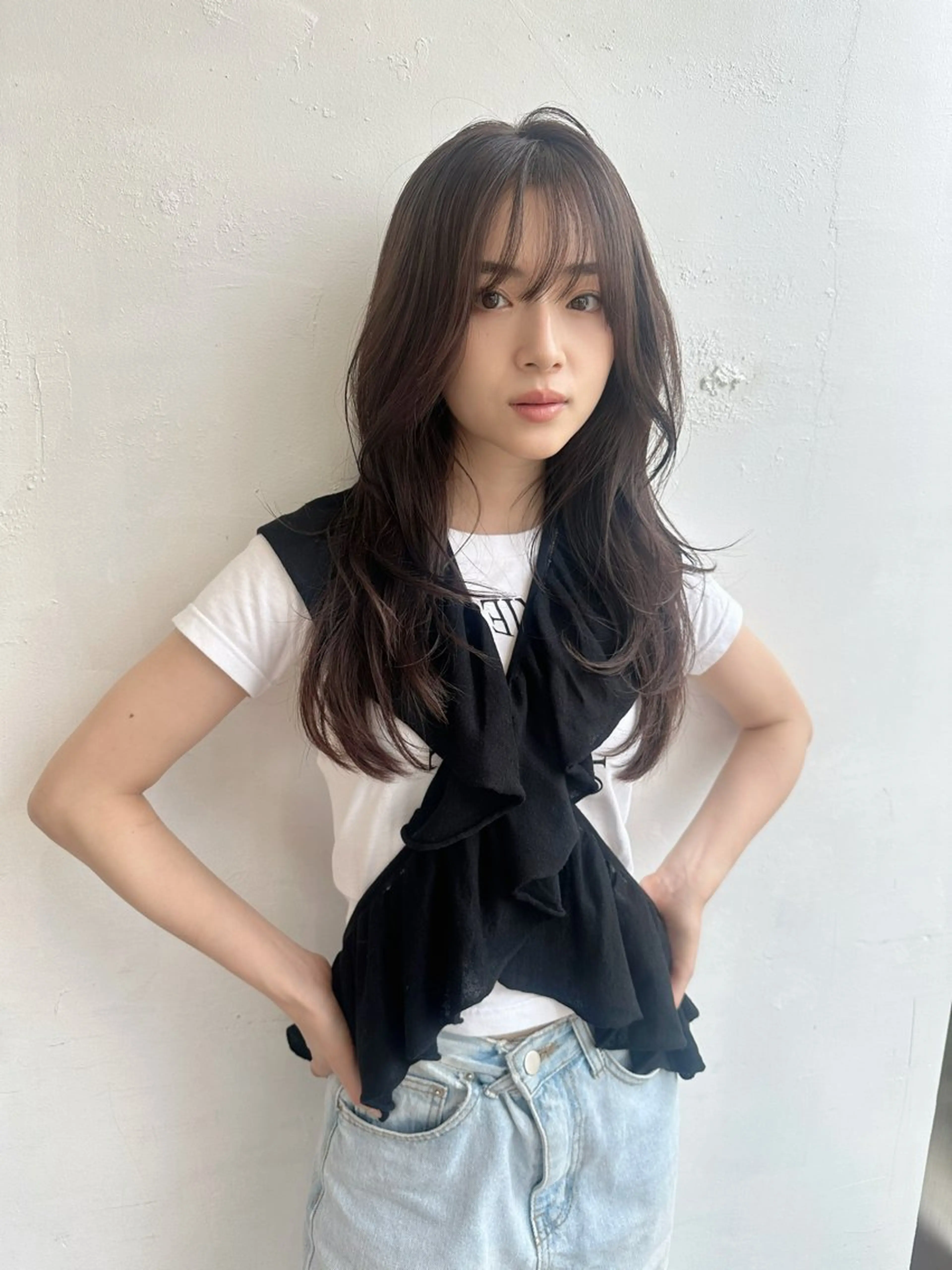 ロング ハイレイヤー 韓国風ヘア レイヤーカット 鎌倉 彩のヘアスタイル