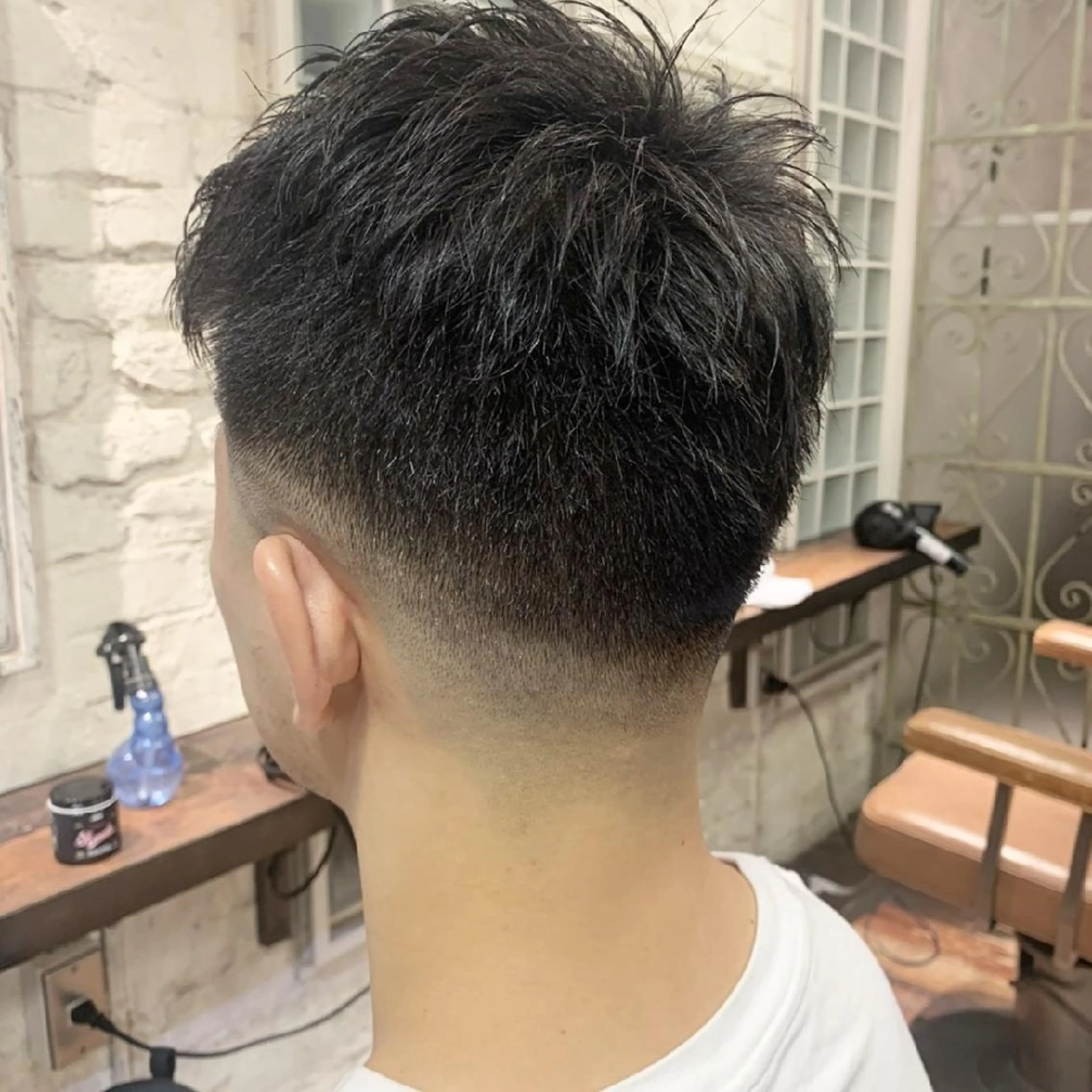 ショート メンズ アップバング フェードカット スキンフェード カット Hair make ONE  008所属・メンズ/フェード/ バーバー/盛山大地のヘアスタイル