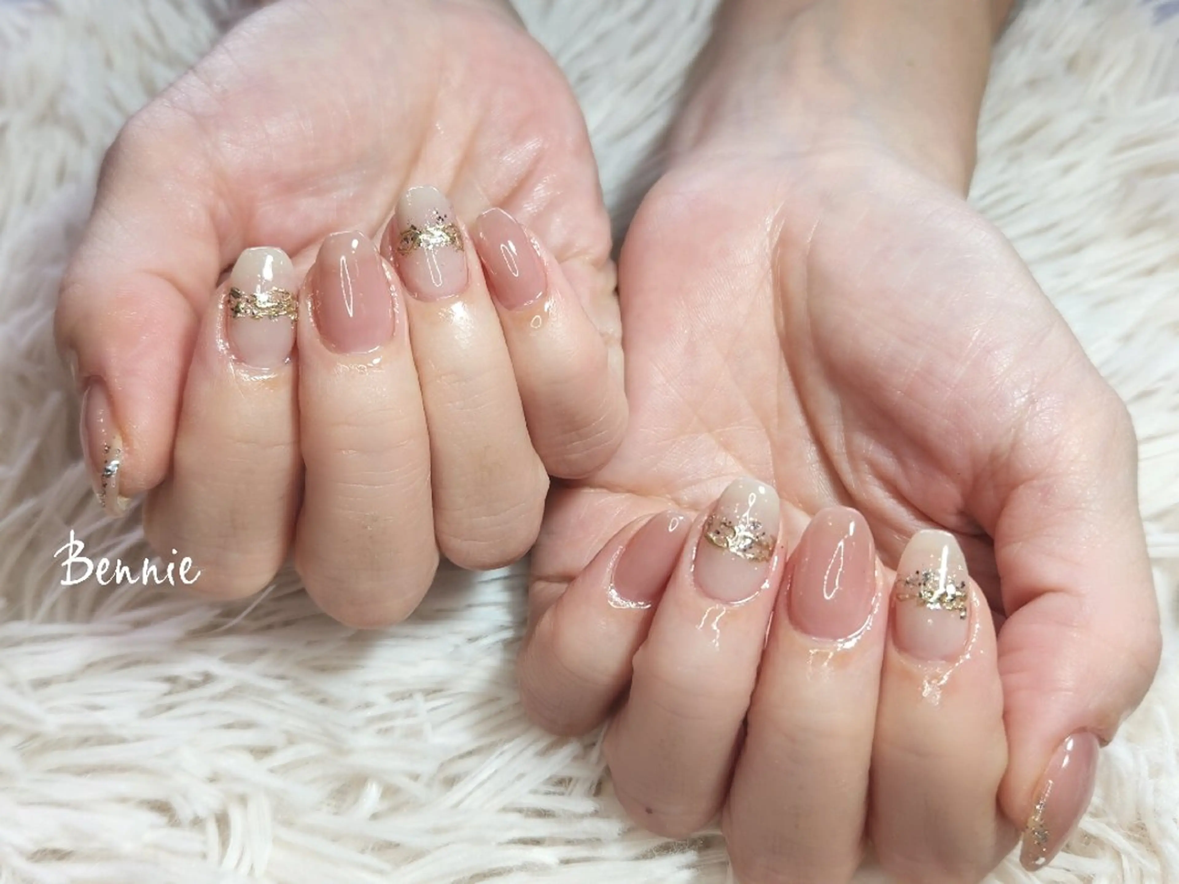 ネイル ブラウン オフィスネイル ピンク 春ネイル   BENNIEのネイルデザイン