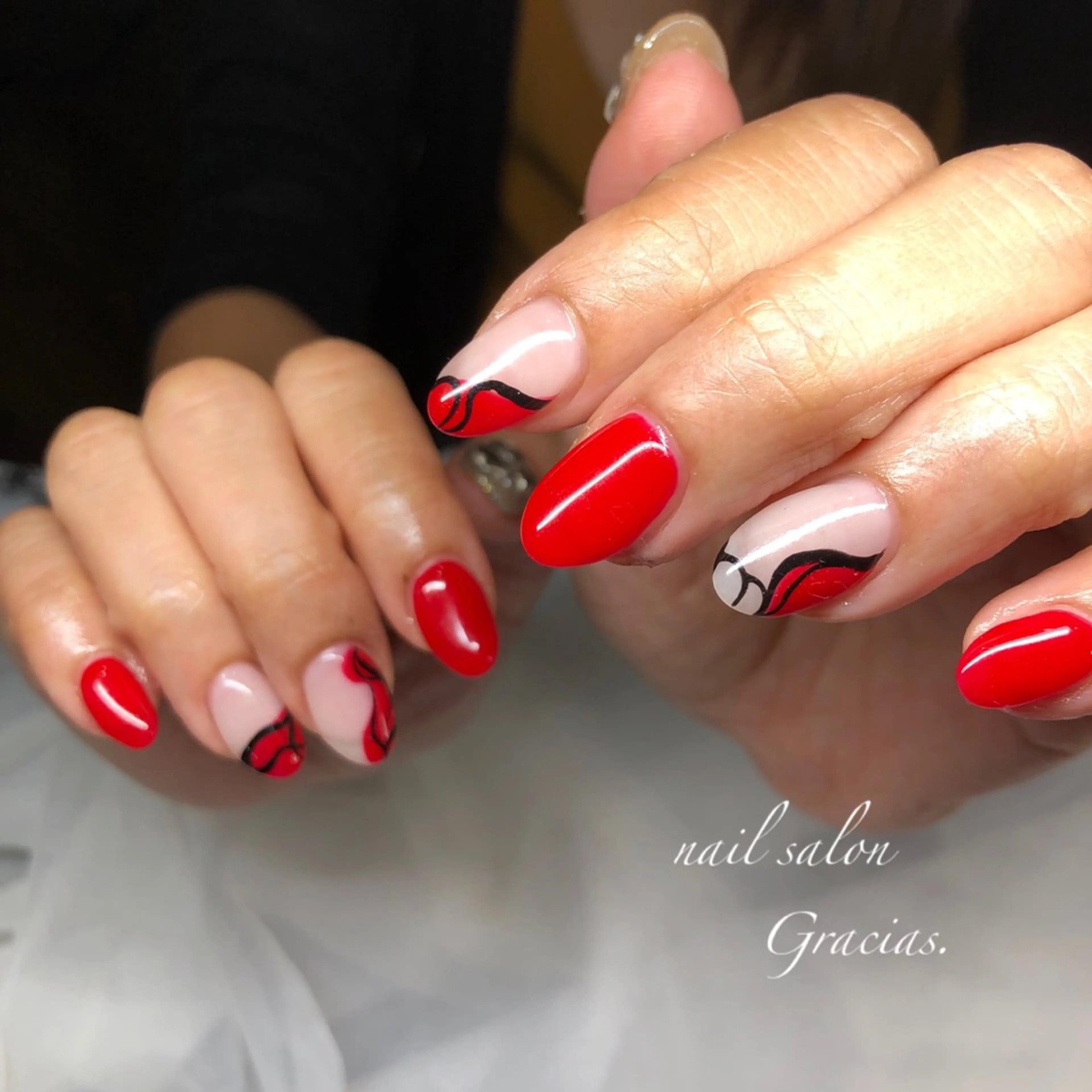 ネイル アートネイル 長さ出し フレンチネイル ジェルネイル メンズネイル ハンドネイル Gracias. rieのネイルデザイン