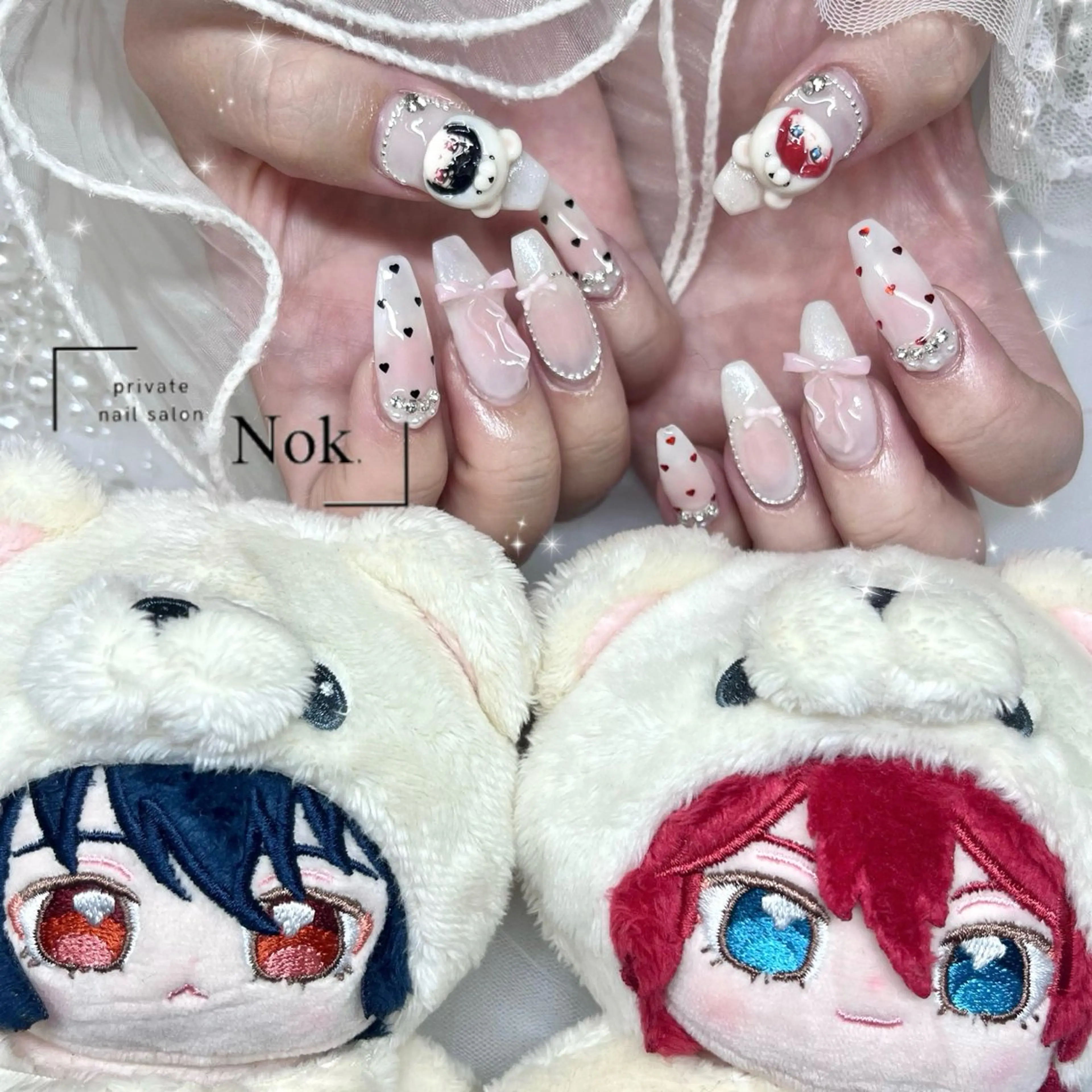 ネイル リボン ハンドネイル 池袋痛ネイル Nok. 渡辺のネイルデザイン