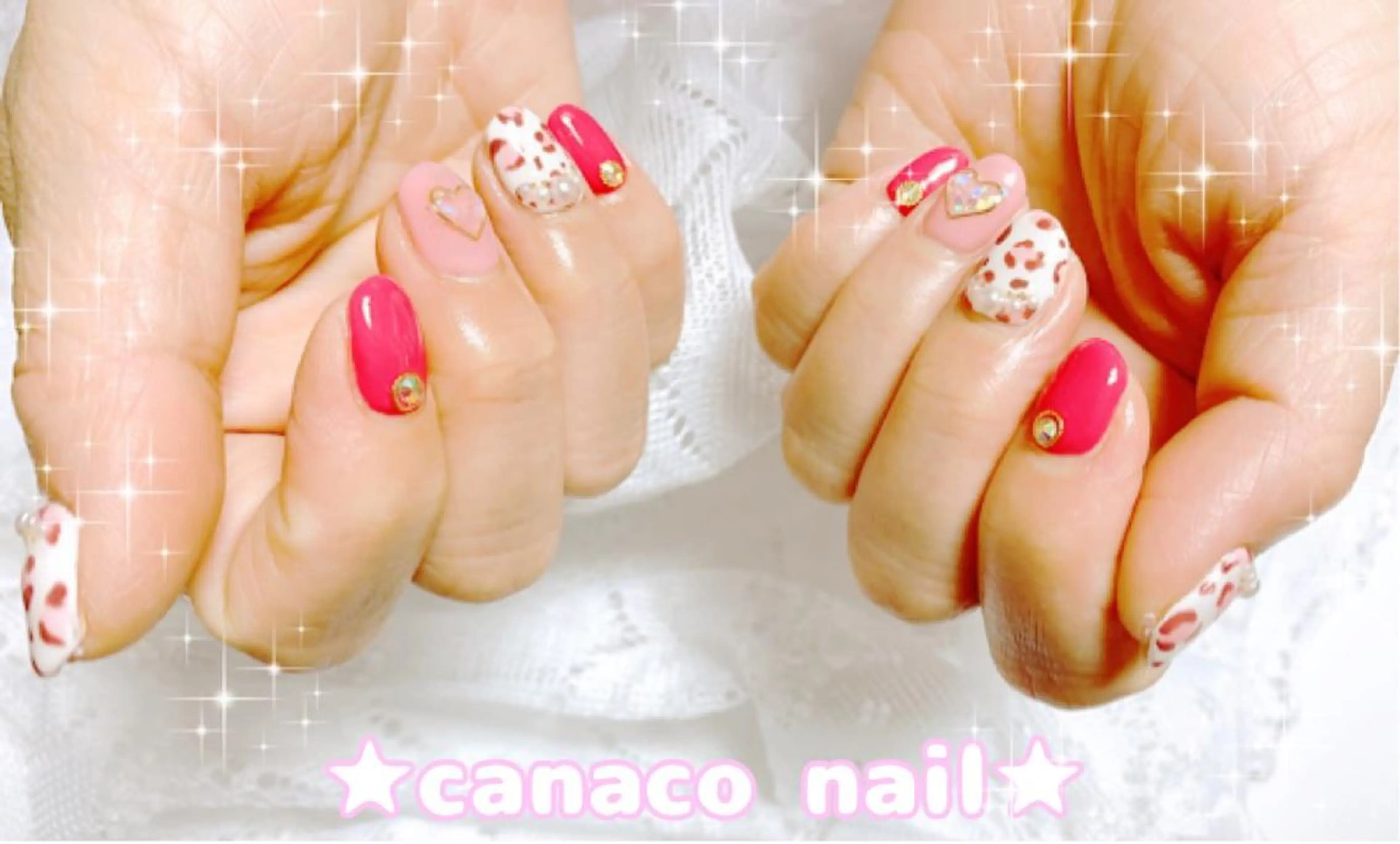 ネイル アニマル柄 ガーリー ハンドネイル ハンドケア Felice所属・ベテランネイル cnc nailのネイルデザイン