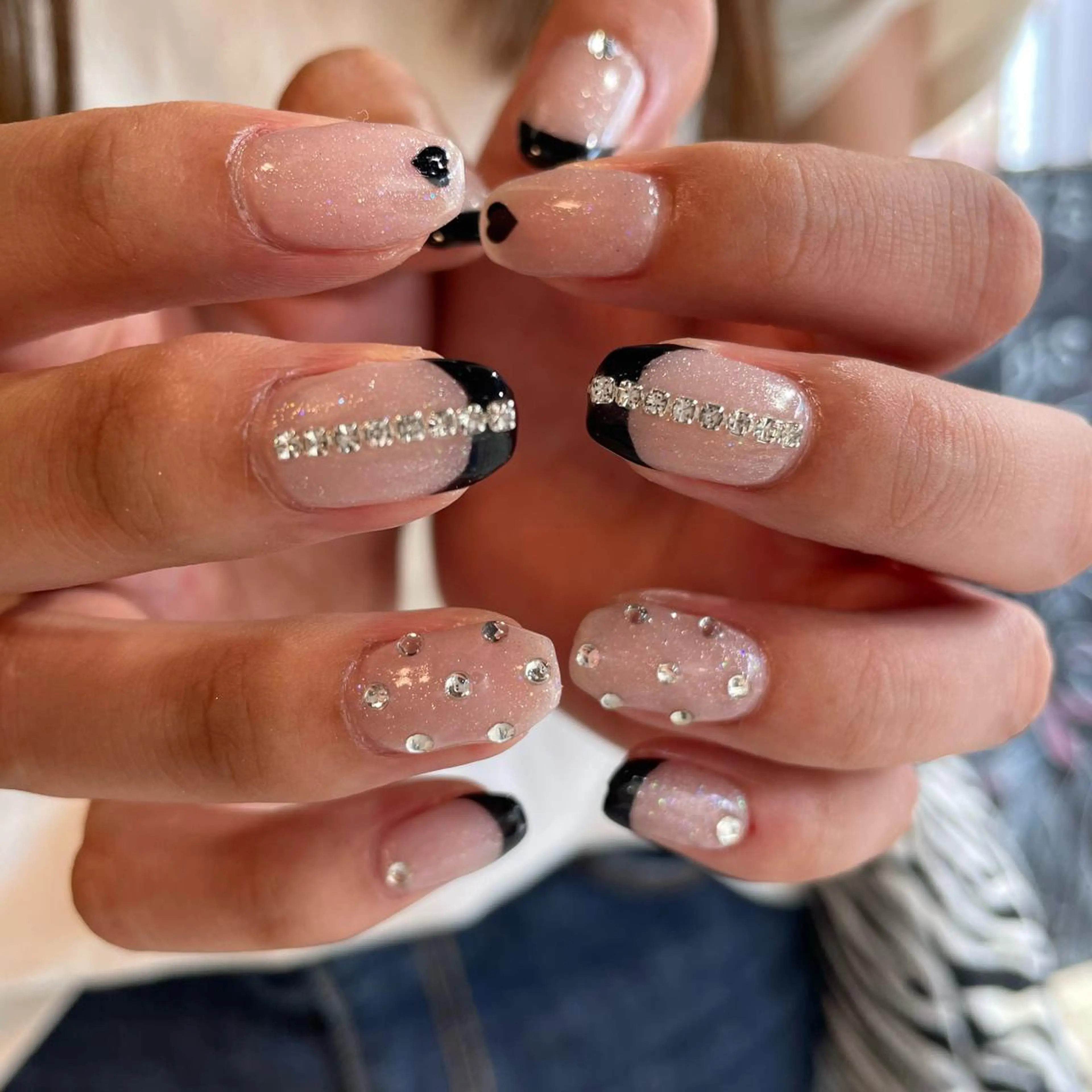 ネイル アートネイル フレンチネイル ジェルネイル キラキラネイル ラメ(グリッター) ニュアンスネイル/ ボブ/まちゃこのヘアスタイル