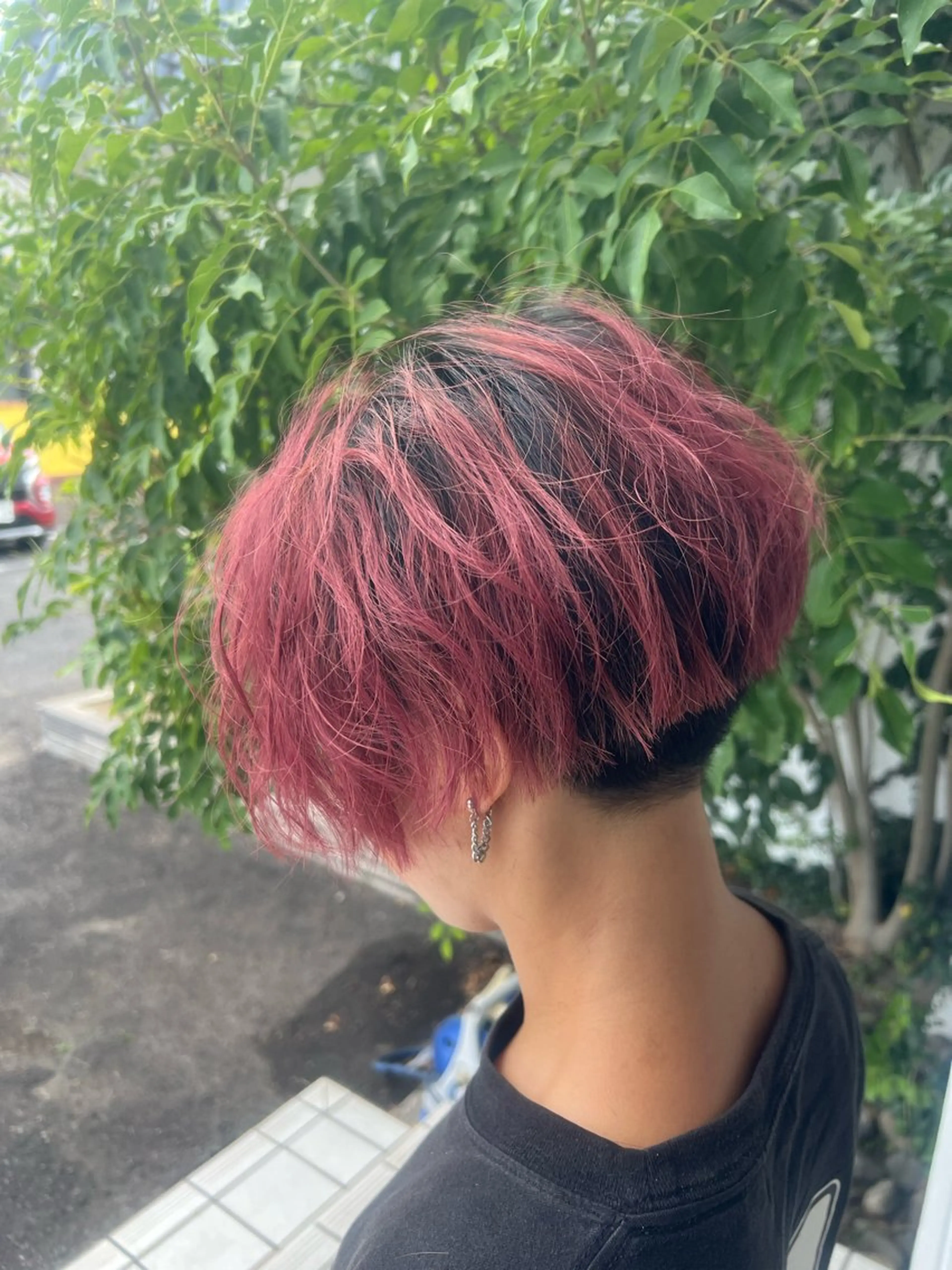 ショート カラー レッドカラー 竹内 翼のヘアスタイル