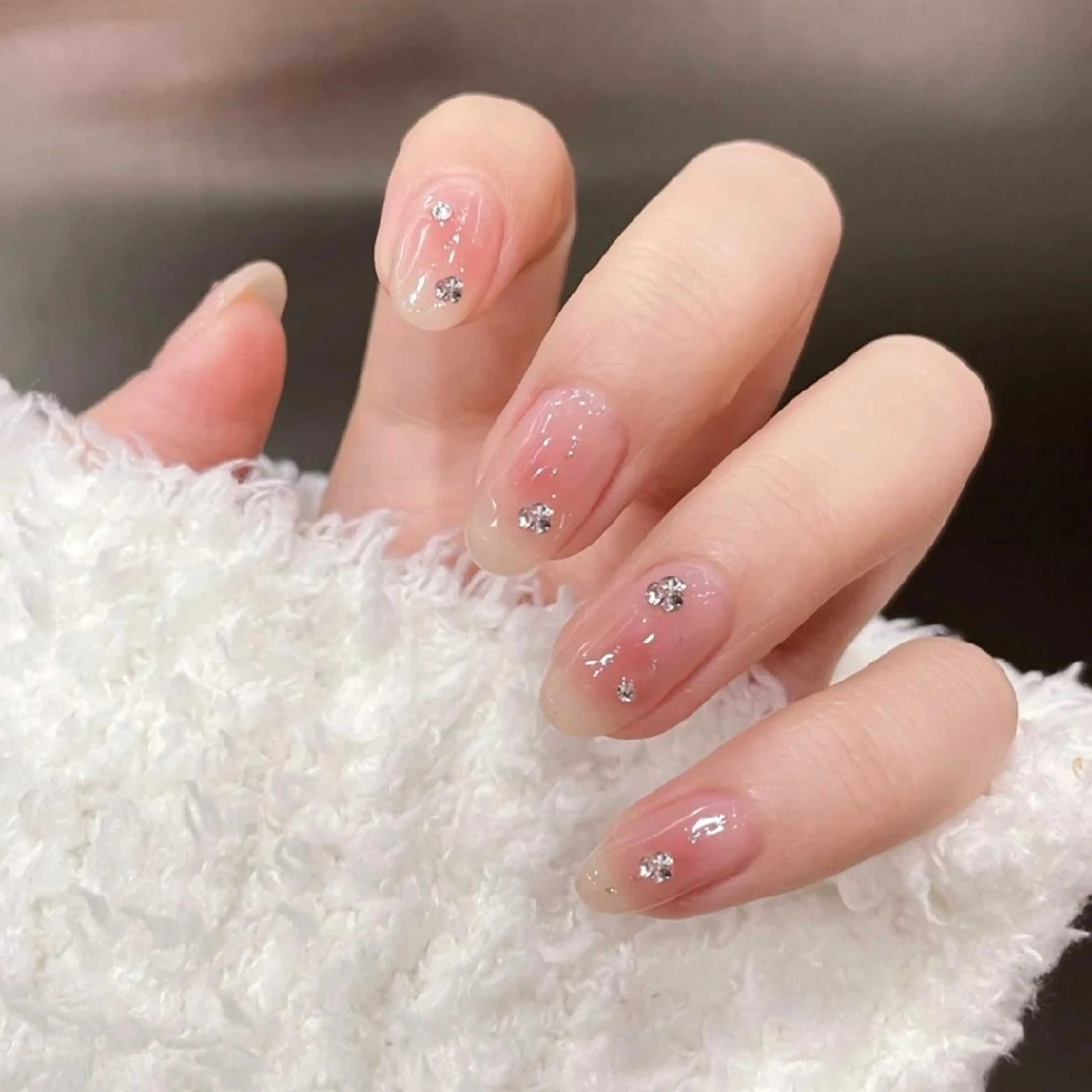 ネイル チークネイル ネイリストゆか💅 長さだし、深爪矯正のネイルデザイン