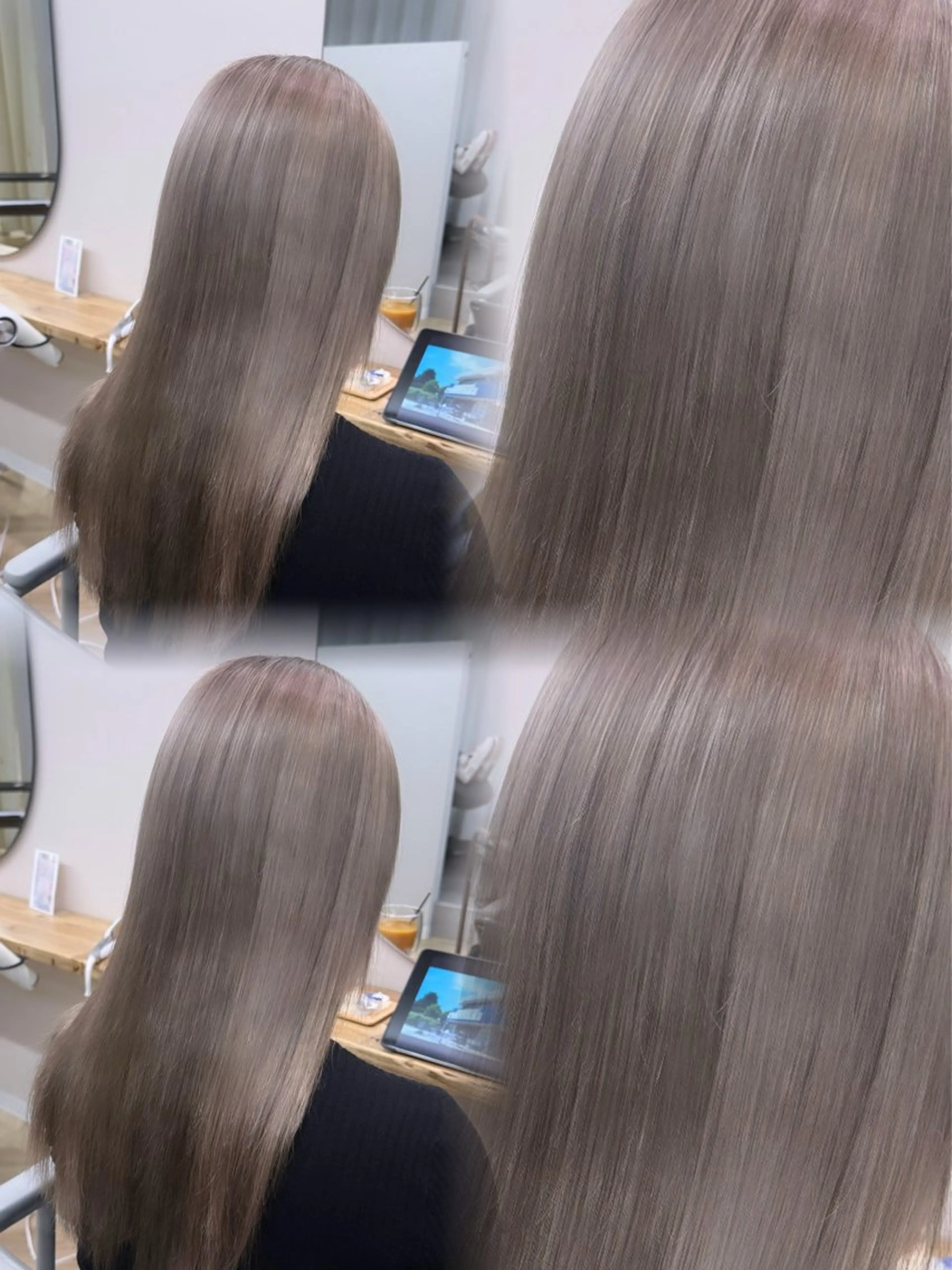 セミロング ブリーチ/透明感 岡山駅/のりまきのヘアスタイル