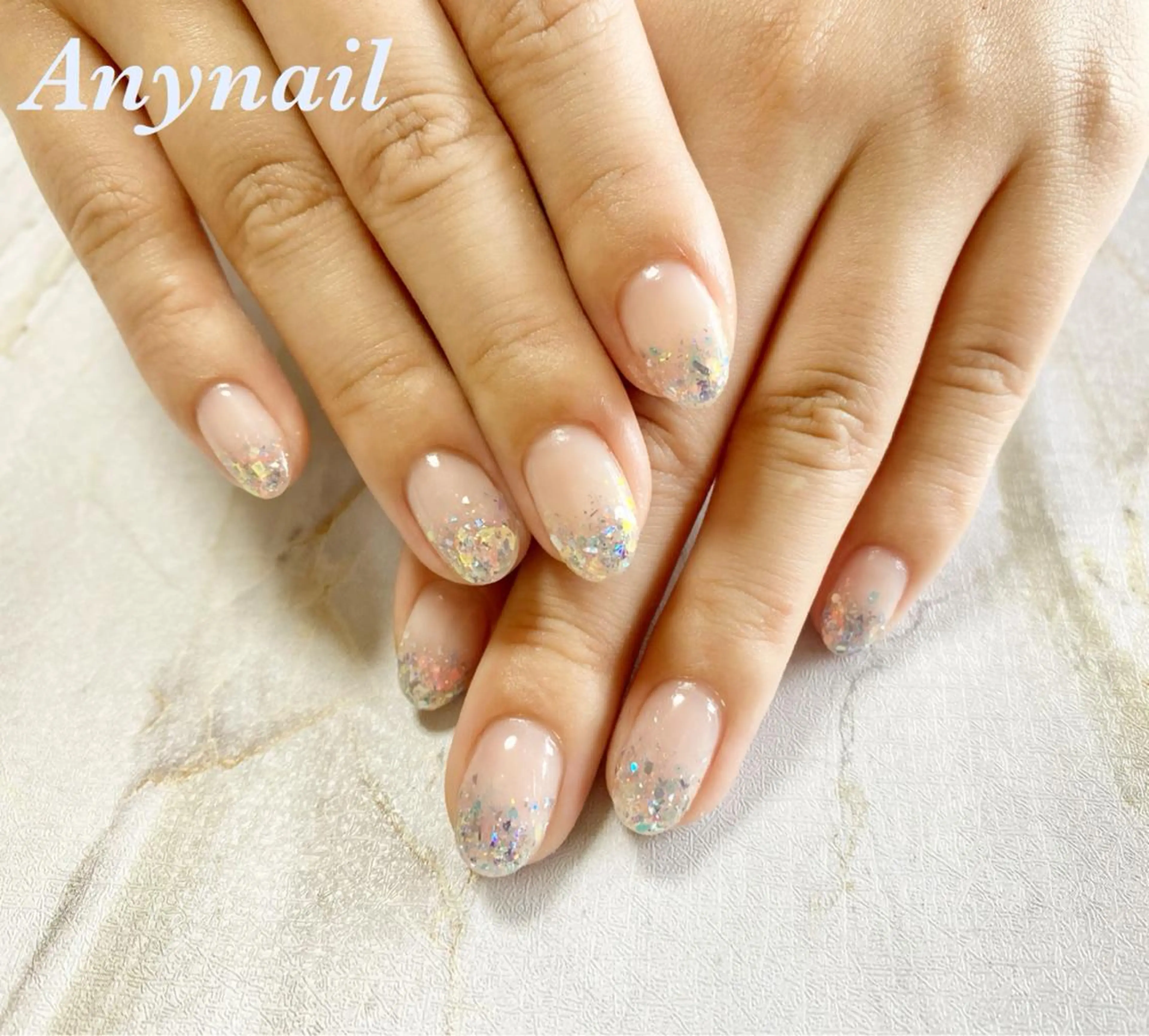 ネイル ブルー グラデーション ホログラムネイル キラキラネイル ラメ(グリッター) 岩澤 恵子のネイルデザイン