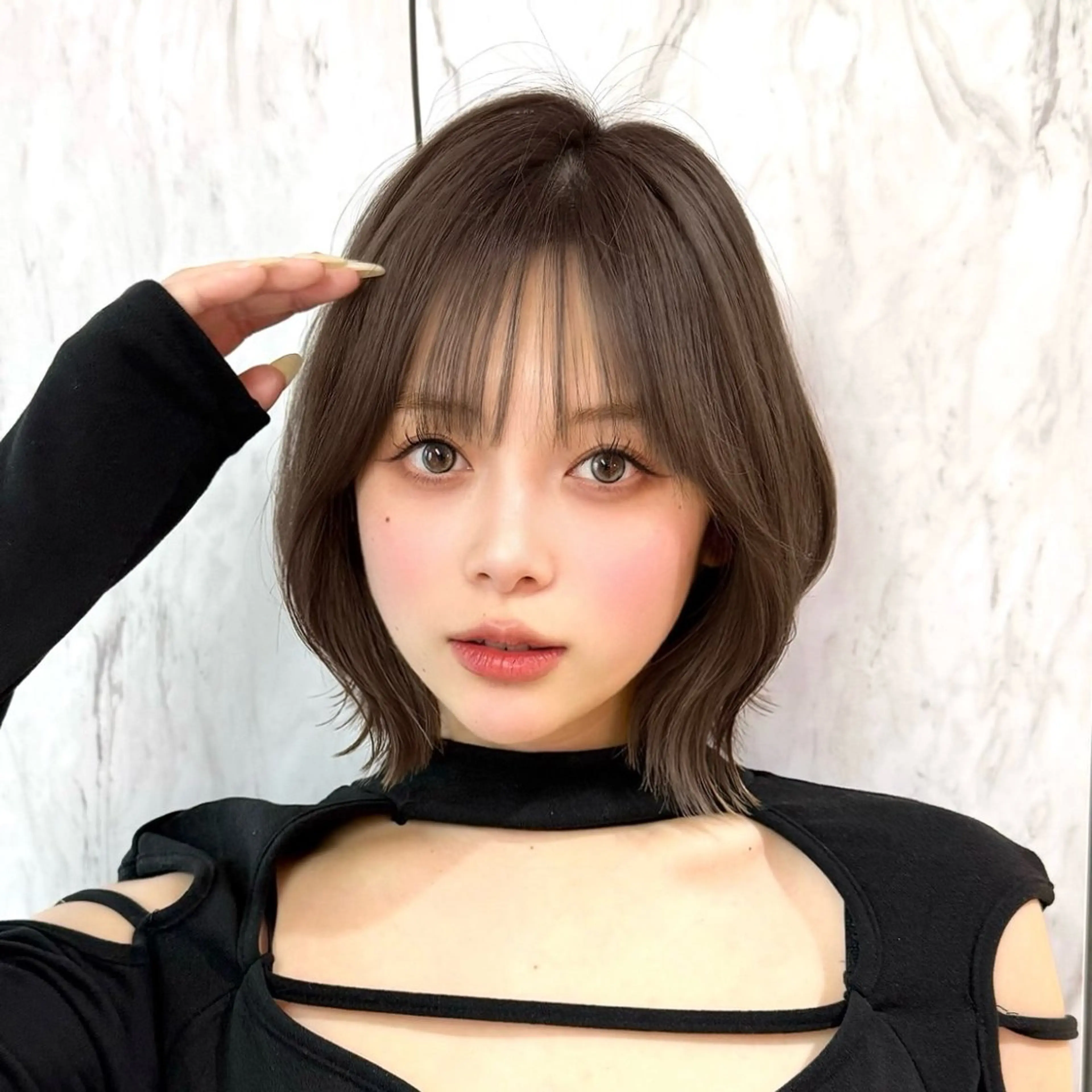 ミディアム カラー ヘアアレンジ ボブレイヤー 透明感カラー ボブ 韓国風ヘア レイヤーカット 韓国ボブ/髪質改善 /新宿/Rumiのヘアスタイル