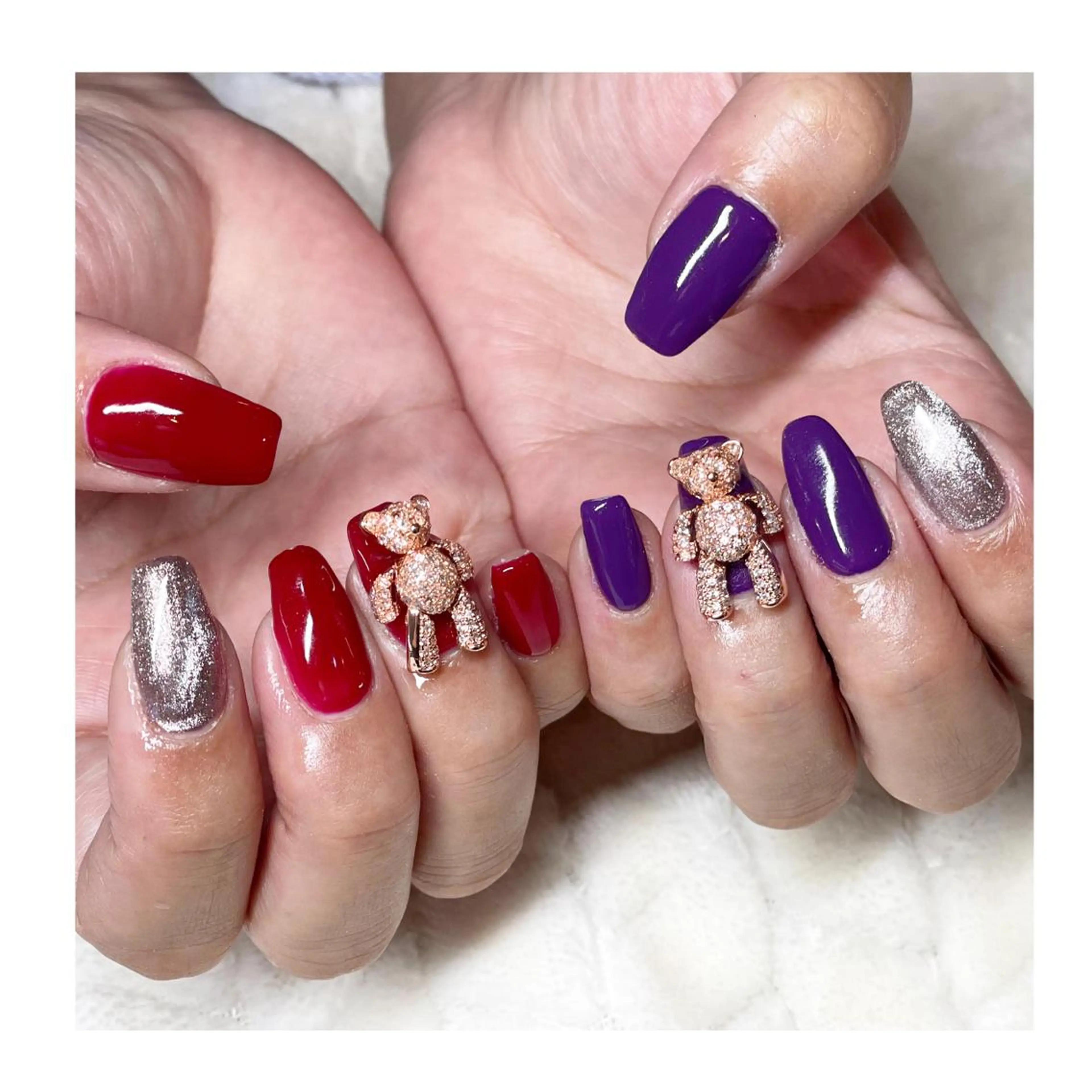 ネイル マグネットネイル 持ち込み ワンカラーネイル ハンドネイル LaLa Peach 福岡のマツエク・マツパデザイン