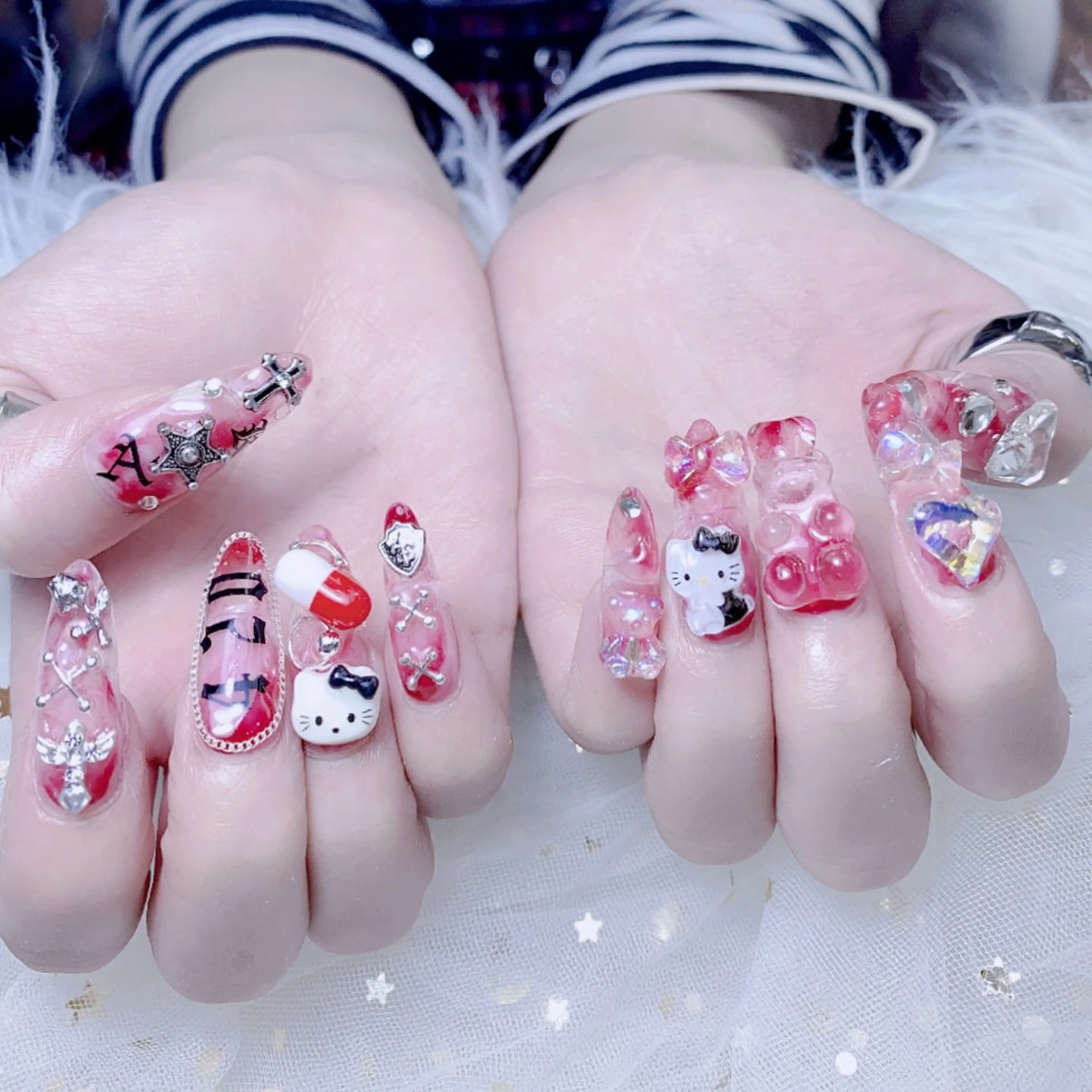 初回ソフトジェルオフ込み⭐チップスカルプ150分アートやり放題&ストーン付け放題、成人式の写真