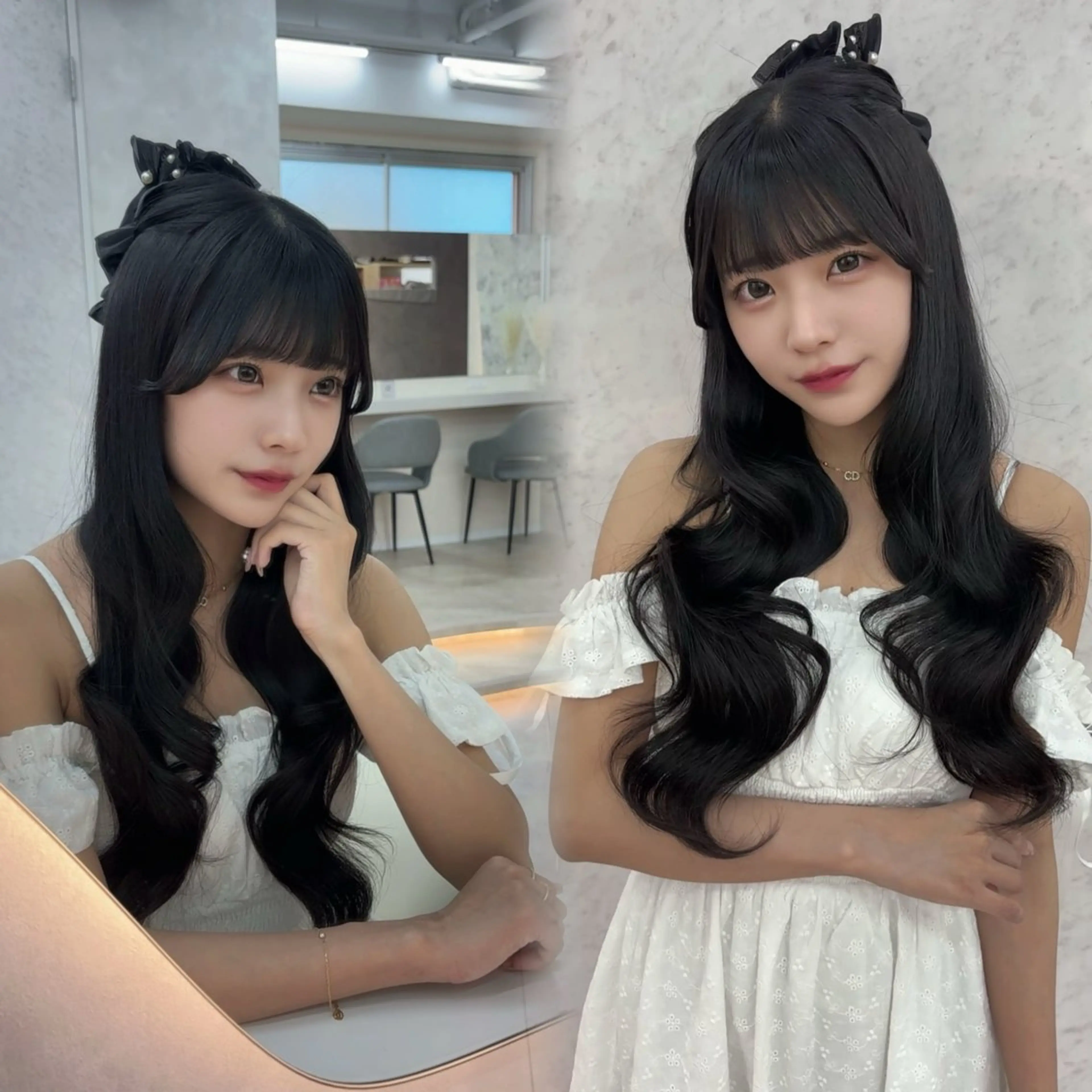 ロング カラー ヘアアレンジ ベージュカラー 黒髪 ブリーチ ブルーカラー ブルーブラック ヘアカラー ️🫧中島遼香🫧 Ess🪽髪質改善のヘアスタイル