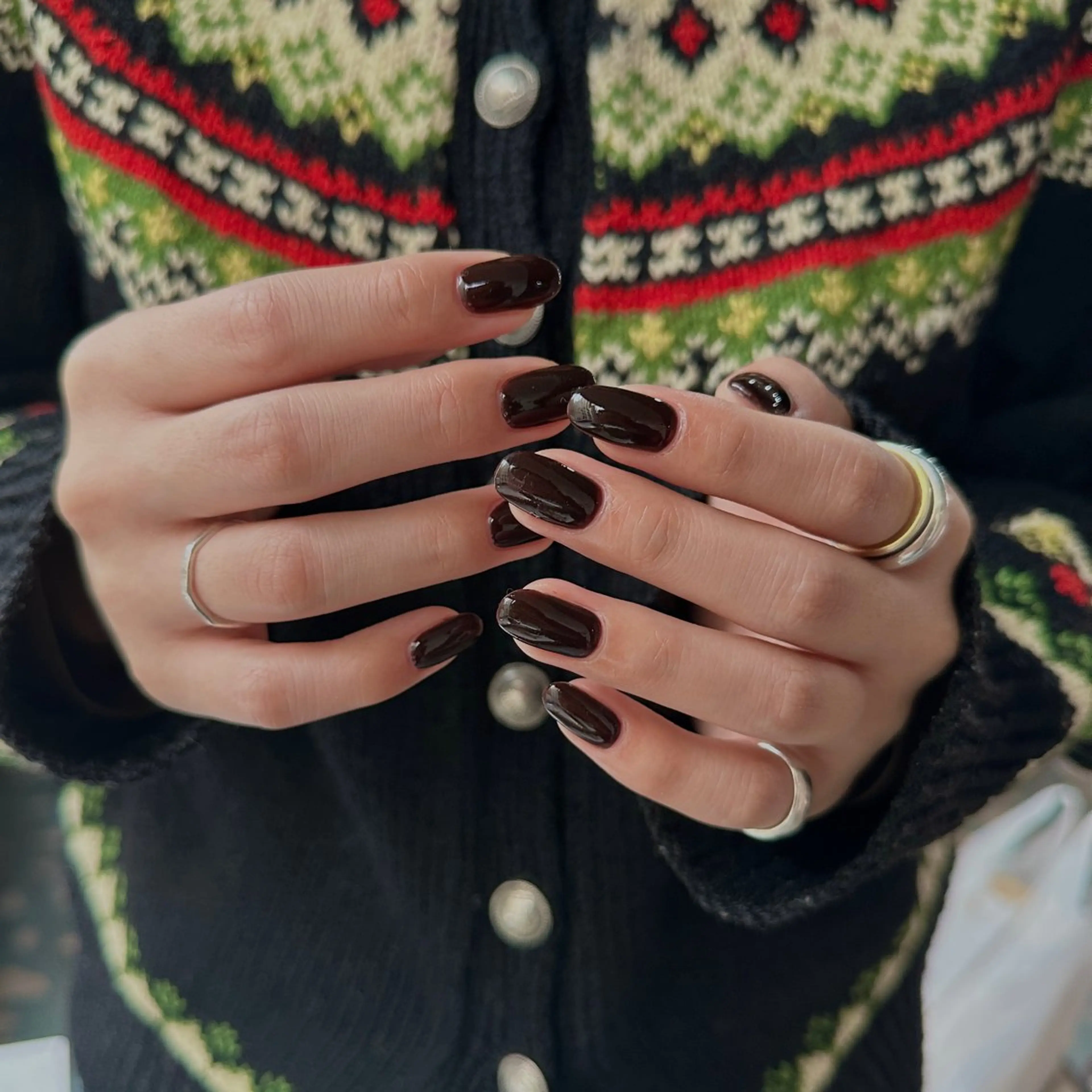 ネイル ブラウン ハンドネイル new.ed/ staffのネイルデザイン