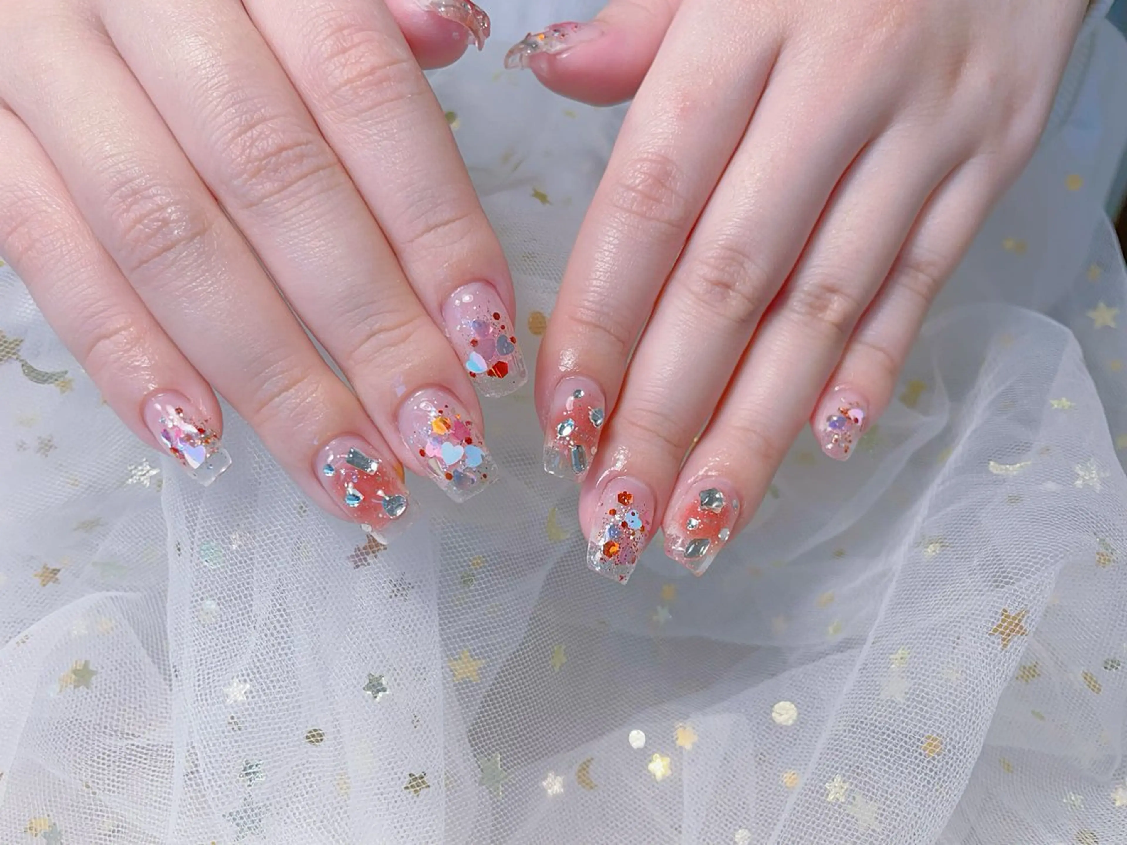 ネイル キラキラネイル 持ち込み バレンタイン U.MI Nail Salonのネイルデザイン