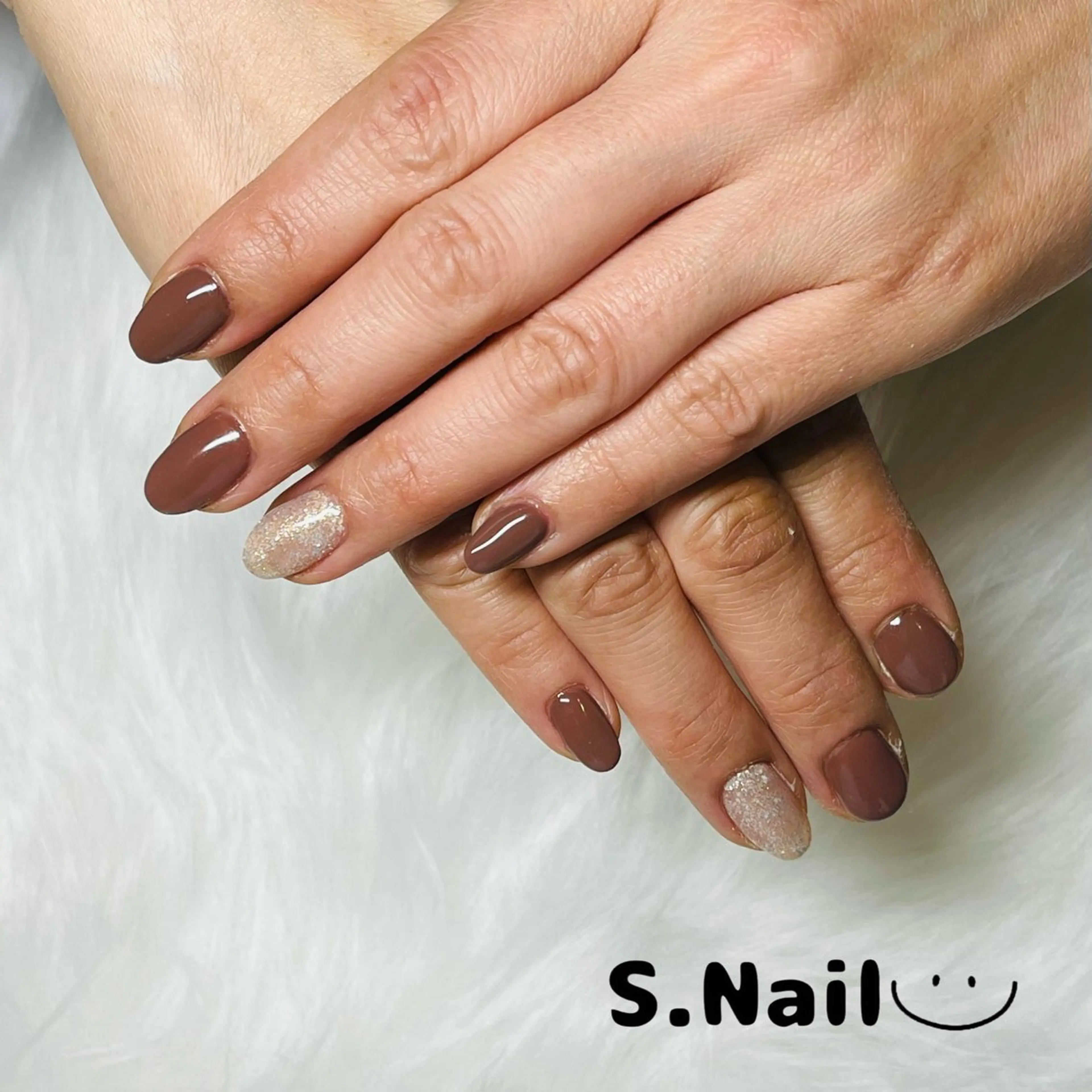 ネイル ブラウン ラメ(グリッター) プライベートサロン/ S.Nailのネイルデザイン
