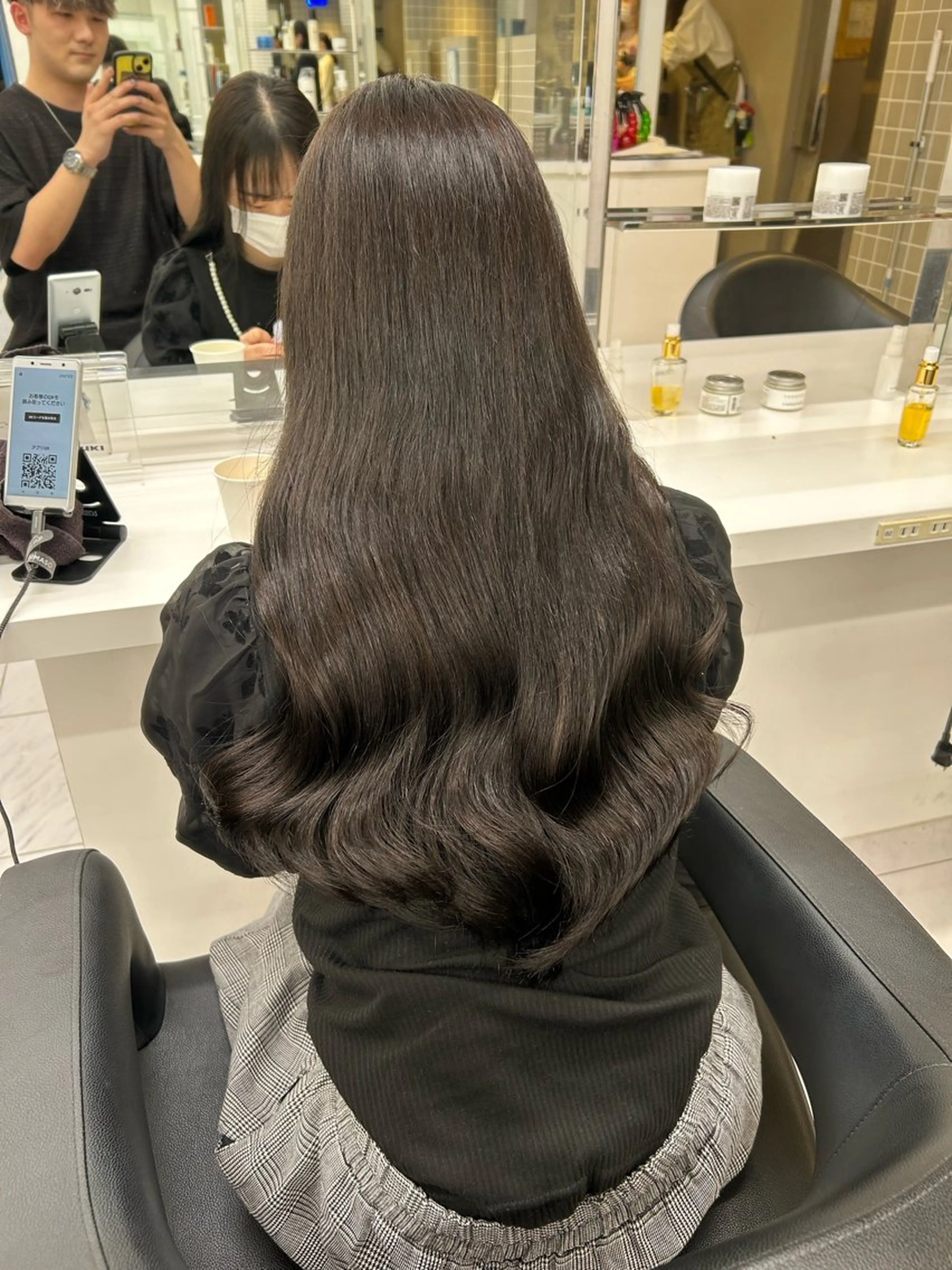 セミロング カラー パーマ ヘアアレンジ メンズ キッズ 🦋透明感グレージュ /韓国レイヤー🦋のヘアスタイル