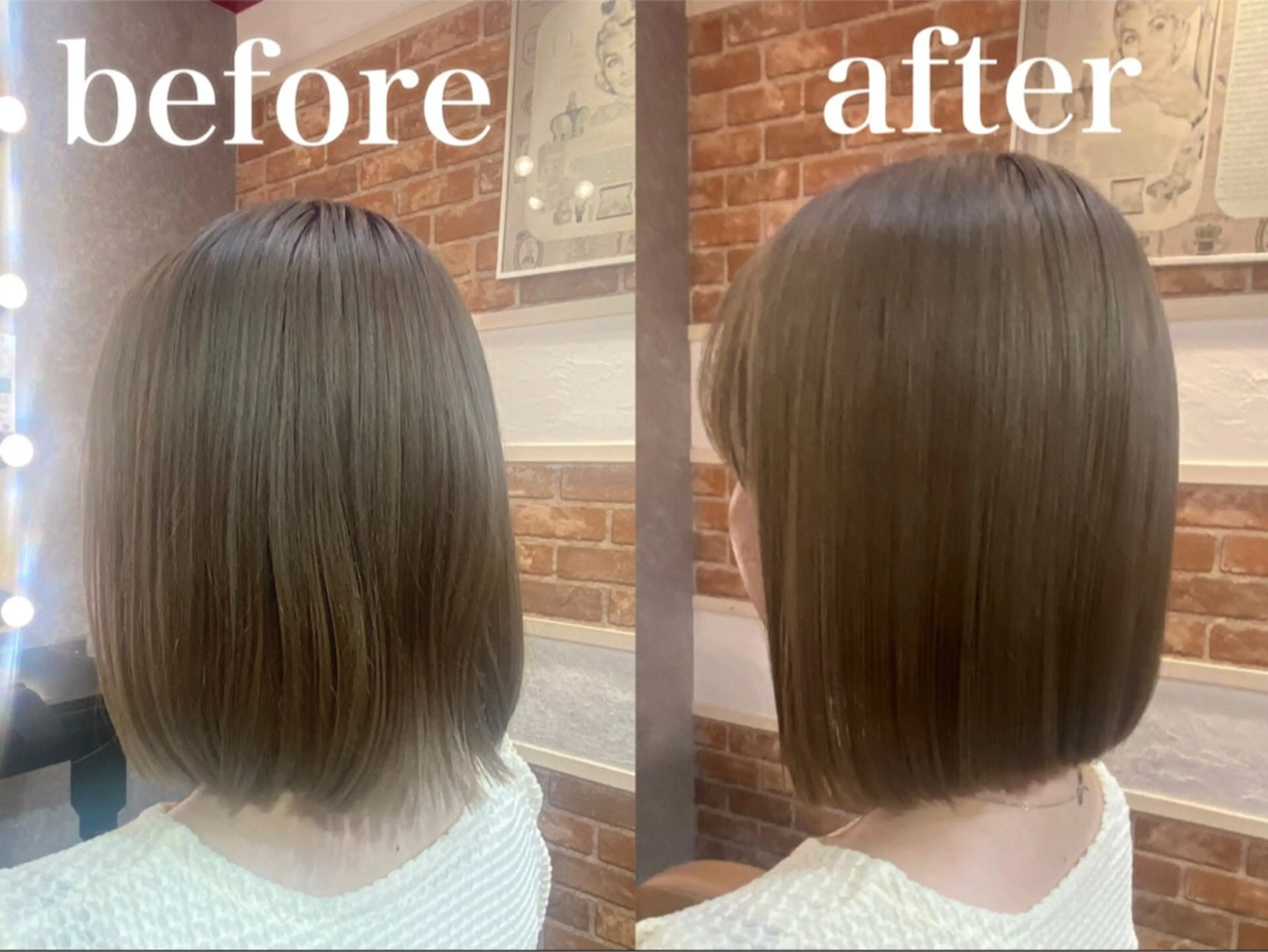 ミディアム 切りっぱなしボブ ミディアムパーマ ボブ くせ毛 縮毛矯正 髪質改善サロンR'EEL 銀座【リール】所属・🎀ボブ/レイヤー /銀座/Emaのヘアスタイル