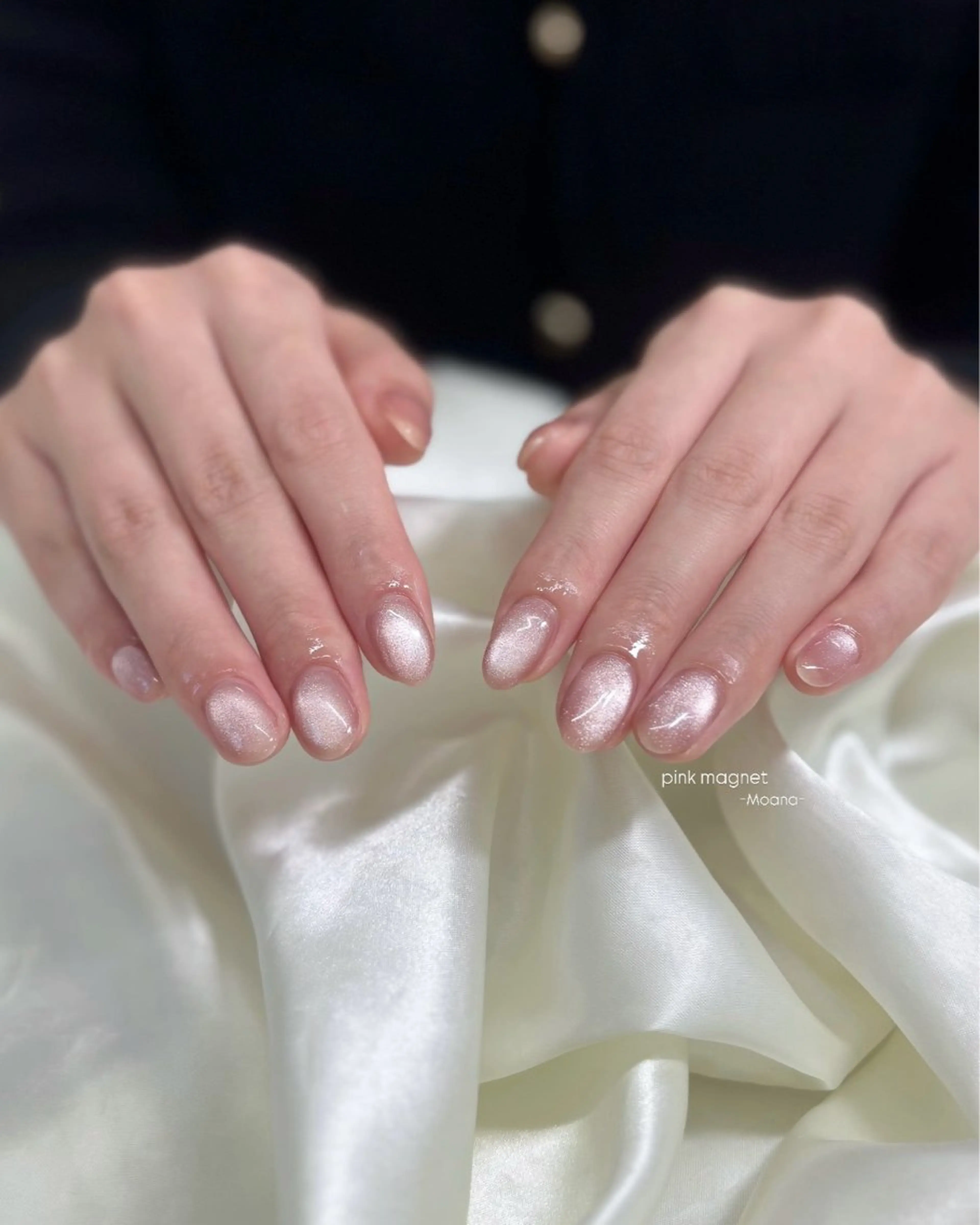 ネイル マグネットネイル オフィスネイル ピンク シンプルネイル ハンドネイル Moana nail Hiyoriのネイルデザイン