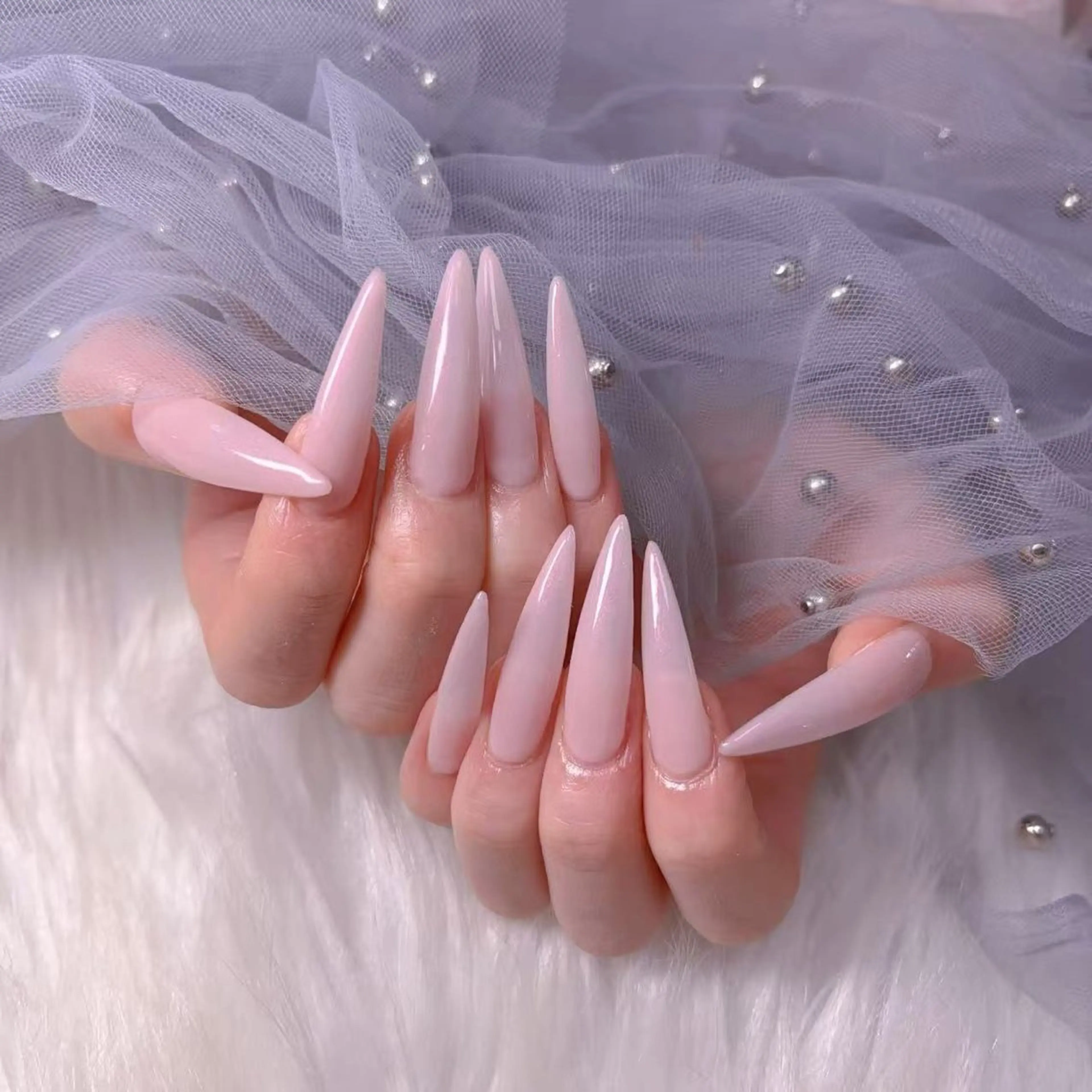 【初回ソフトジェルオフ無料】🍟🍟チップ長さだし10本ワンカラーor ラメグラ★Lサイズ9990→ 7990の写真