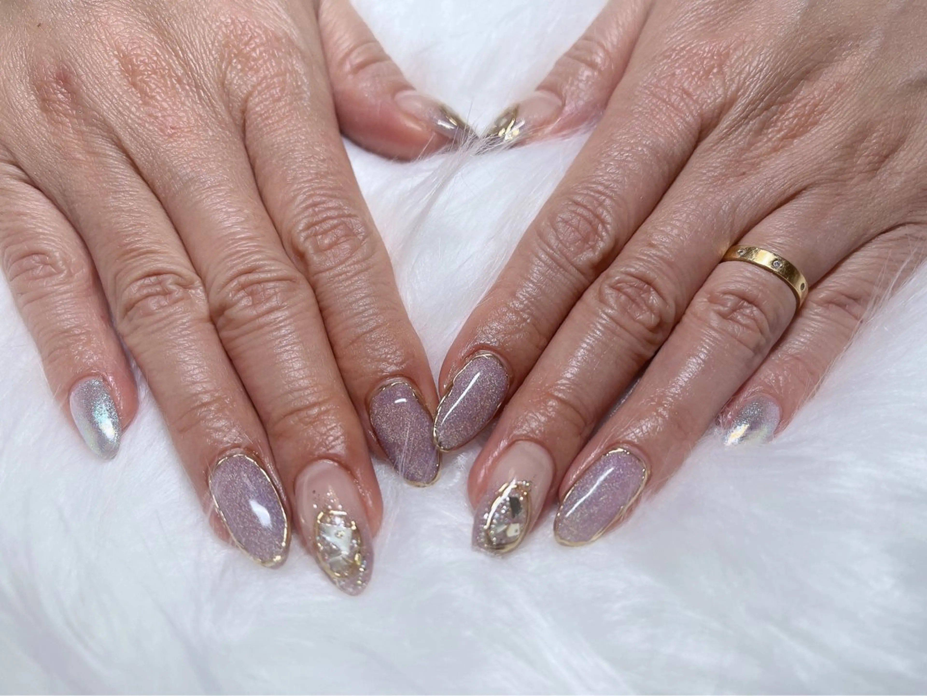 ネイル マグネットネイル ミラーネイル 持ち込み ニュアンスネイル Bienvenue りょうこのネイルデザイン