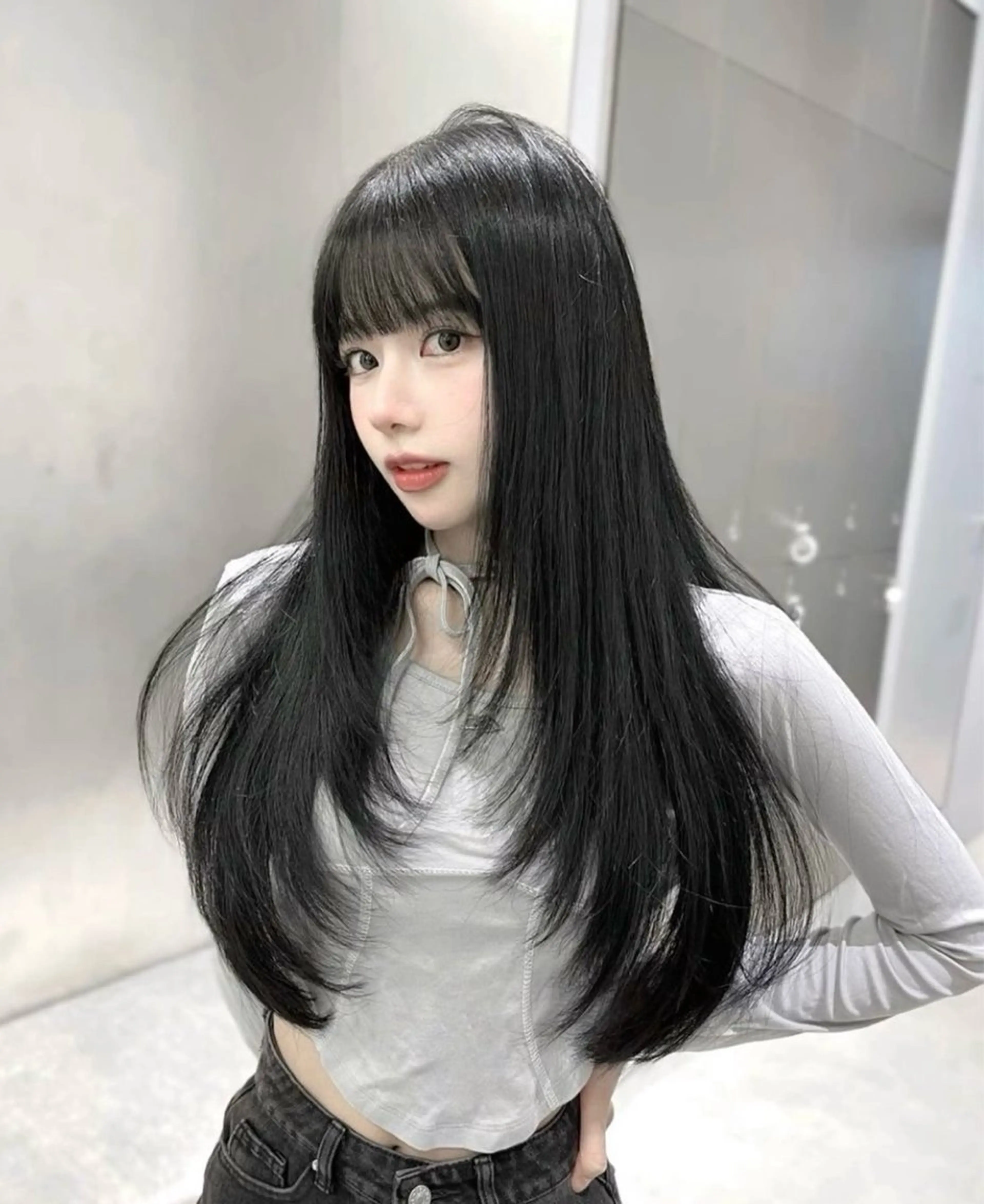 ロング カット R 横浜【アール】所属・ハイトーン/韓国 ヘア　momo˚✧₊のヘアスタイル