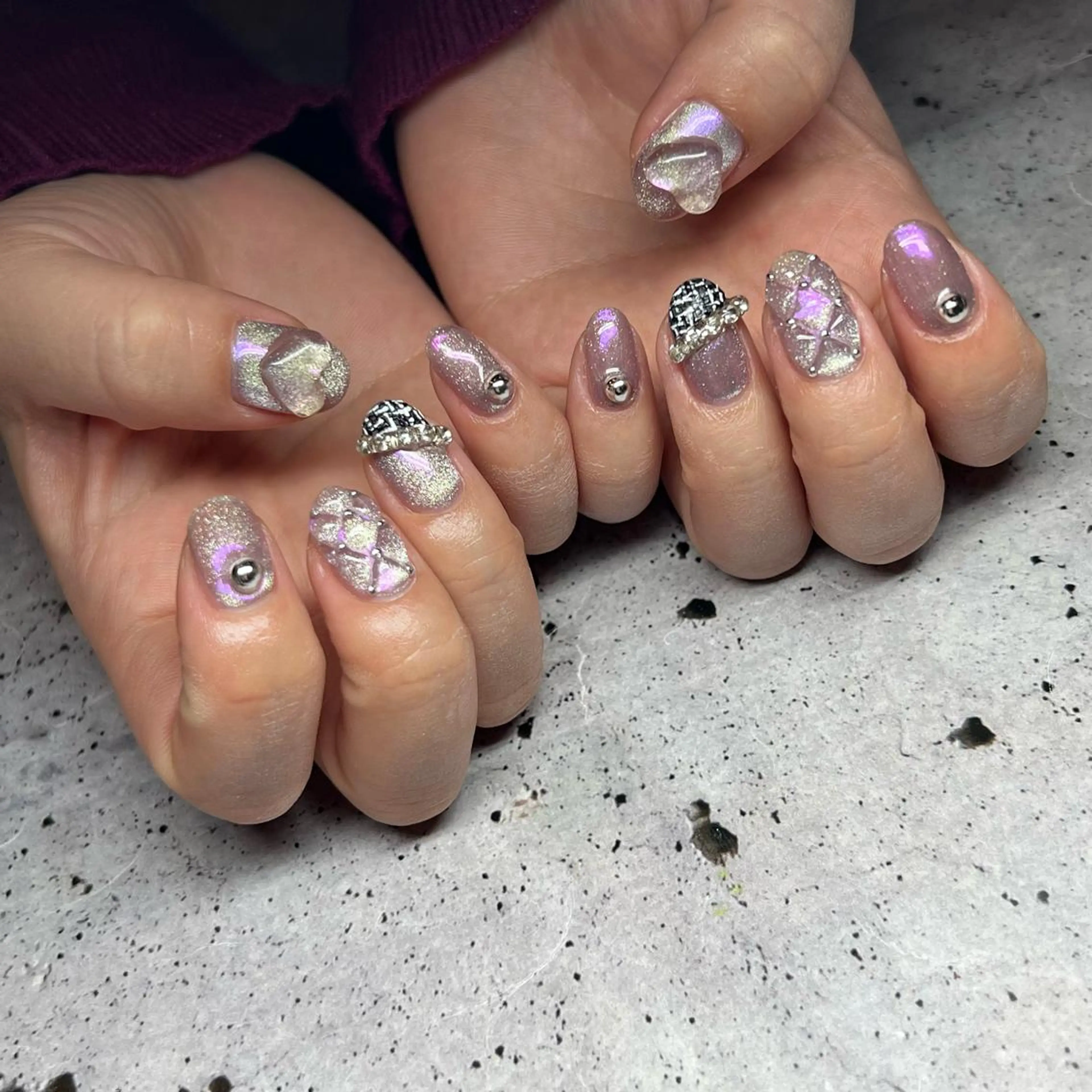 ネイル ツイードネイル ハンドネイル 𝐫𝐚𝐢 𝐧𝐚𝐢𝐥のネイルデザイン