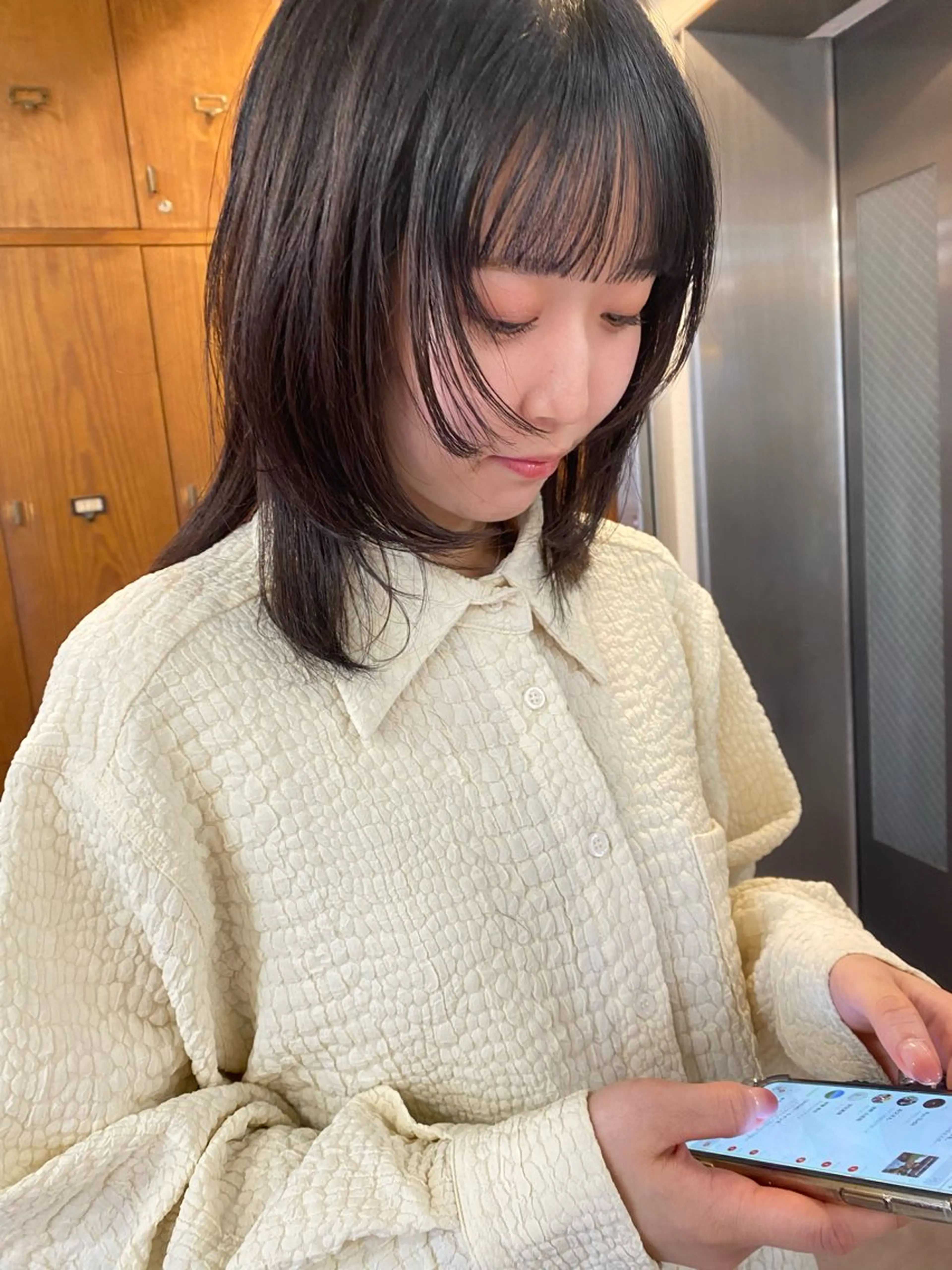 ミディアム カット ヘアカラー トリートメント ヤスザトアヤノ /レイヤー/オリーブのヘアスタイル