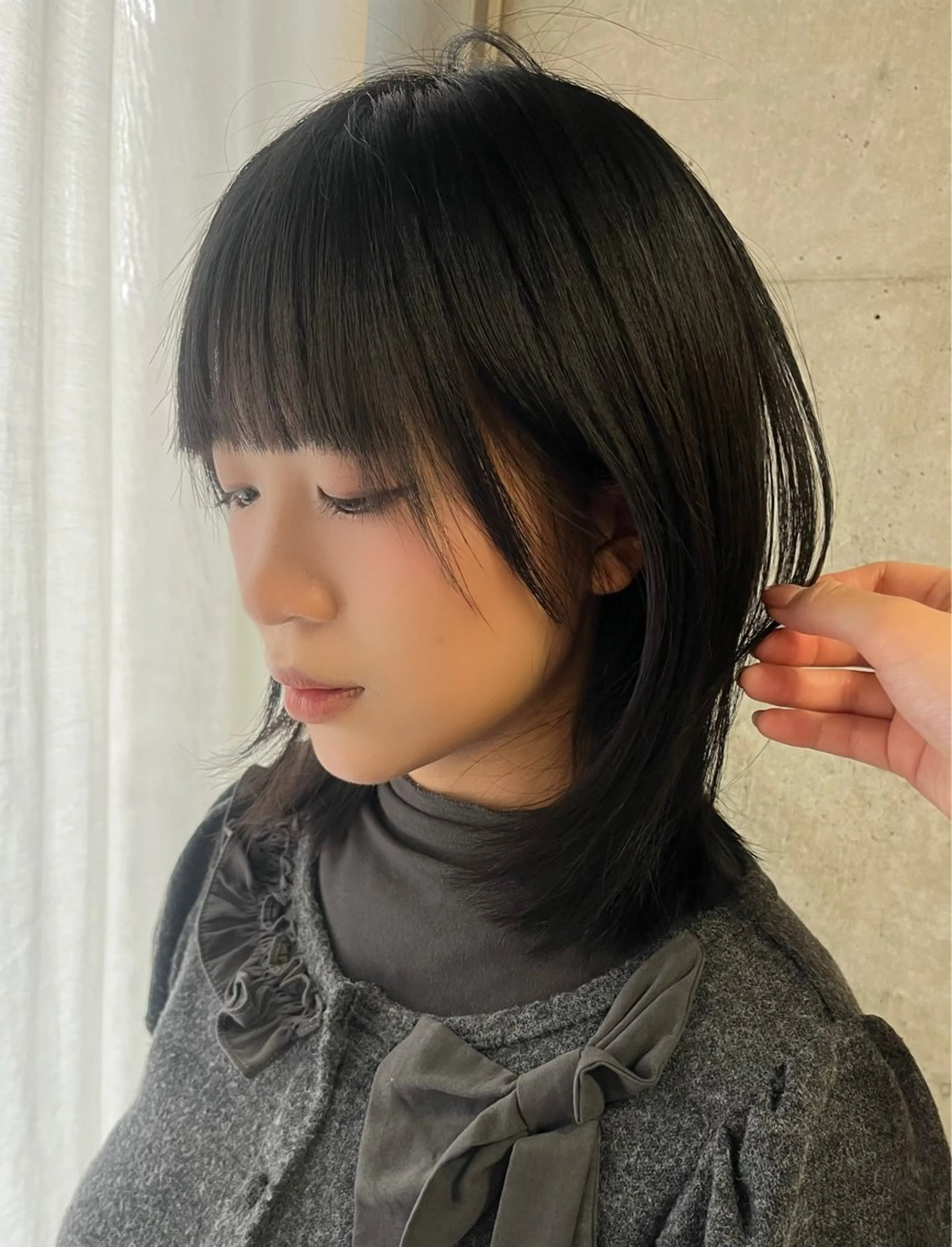 ミディアム ボブ レイヤーカット カット 韓国ヘア/ハイ トーンカラー/きらのヘアスタイル