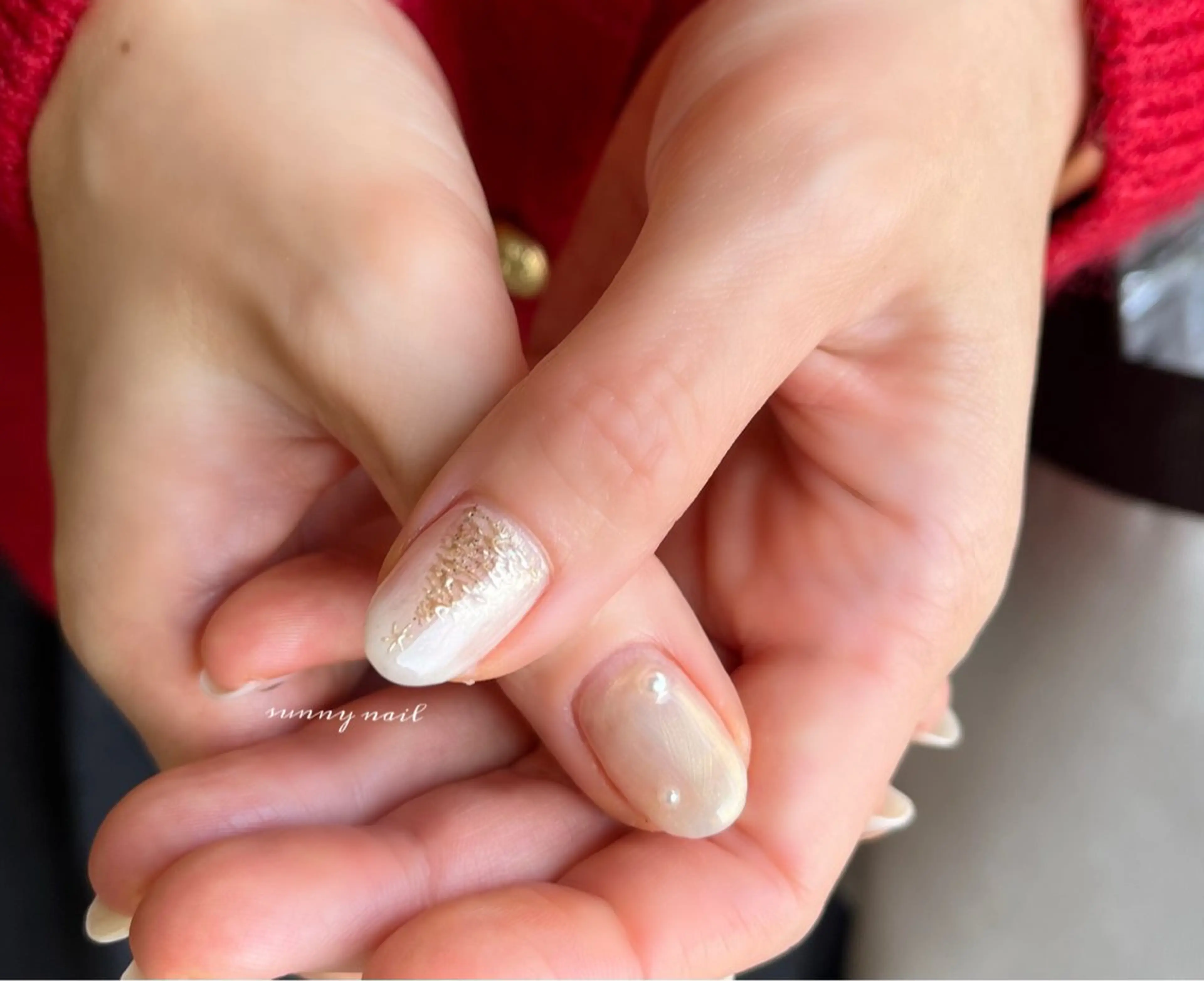 ネイル ジェルネイル ゴールド ミラーネイル パラジェル ツイードネイル sunny nailのネイルデザイン