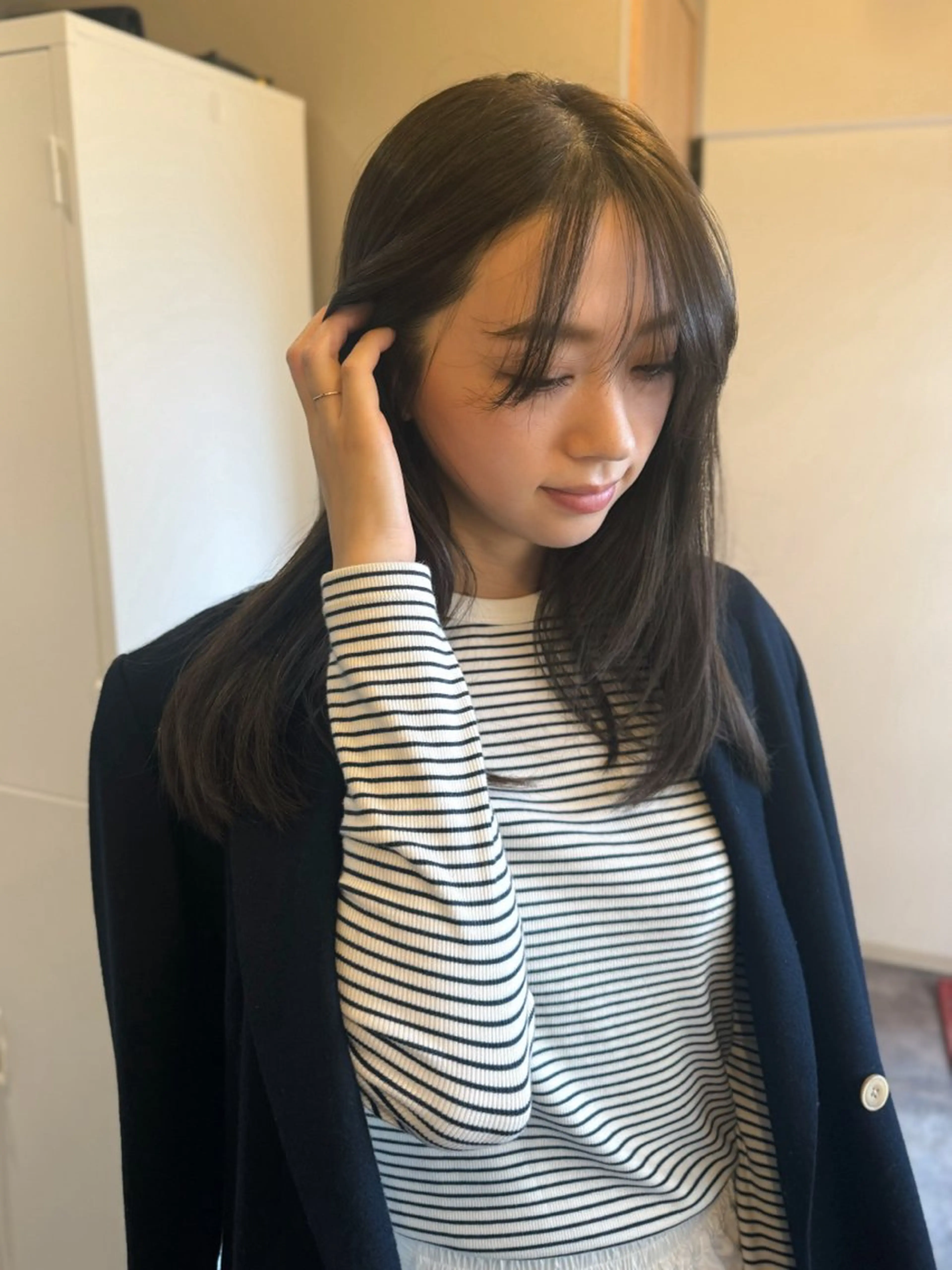 ロング カラー カット ヘアカラー トリートメント ヘアセット ハルカ/透け感カラー /顔周りレイヤーのヘアスタイル