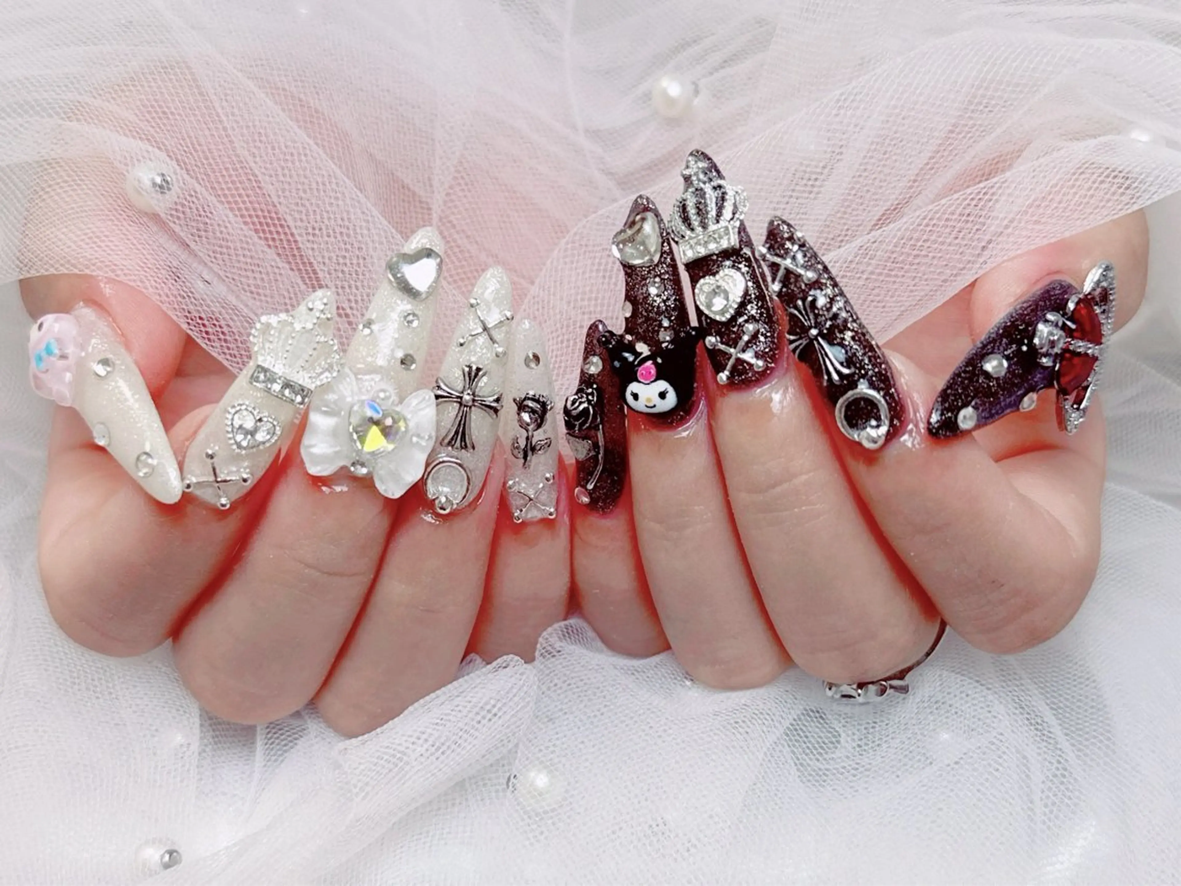 ネイル フレンチネイル ジェルネイル ハート 韓国ネイル マグネットネイル ハンドネイル ネイルサロン lotusのネイルデザイン